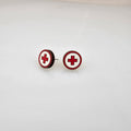 Red Cross Stud Earring | Hand-Painted | Surgical Steel - SEHLH18