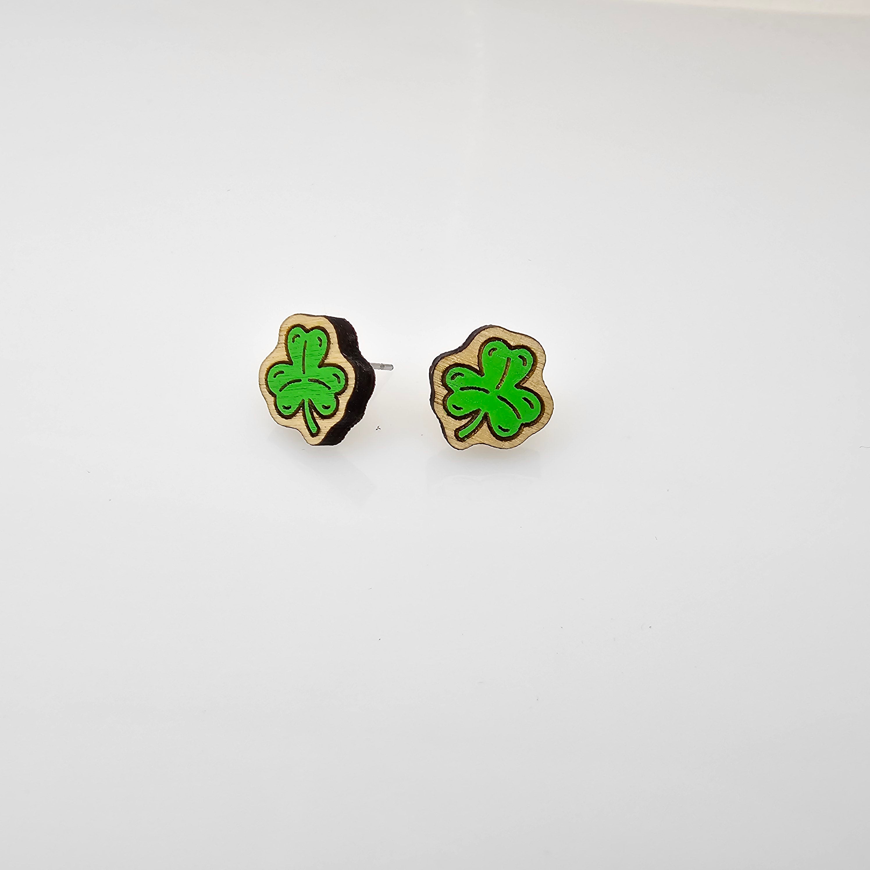 Shamrock Stud Earring | Hand-Painted | Surgical Steel - SEHPX24
