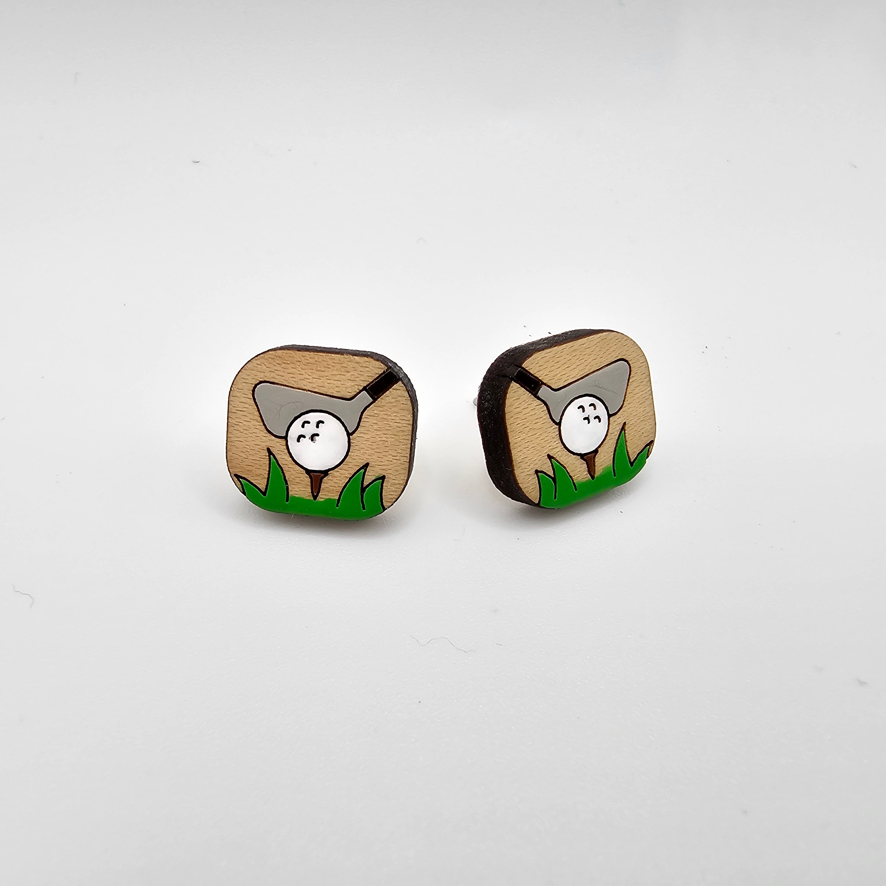 Tee it Up Stud Earrings | Hand-Painted | Surgical Steel - SEHLH9