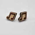 Eighth Note Stud Earrings | Laser Engraved Wood | Surgical Steel - SEHPX44