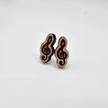Treble Clef Stud Earrings | Laser Engraved Wood | Surgical Steel - SEHPX43