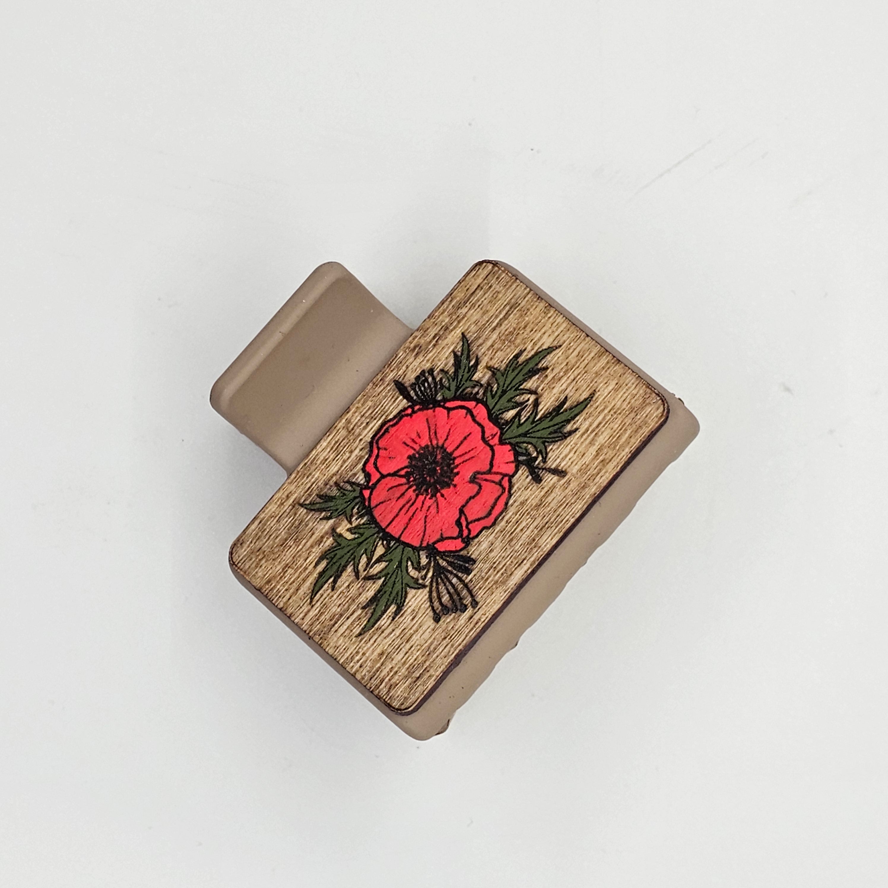 Poppy Hair Claw Clip | Hand-Painted Wood - SCHDC25