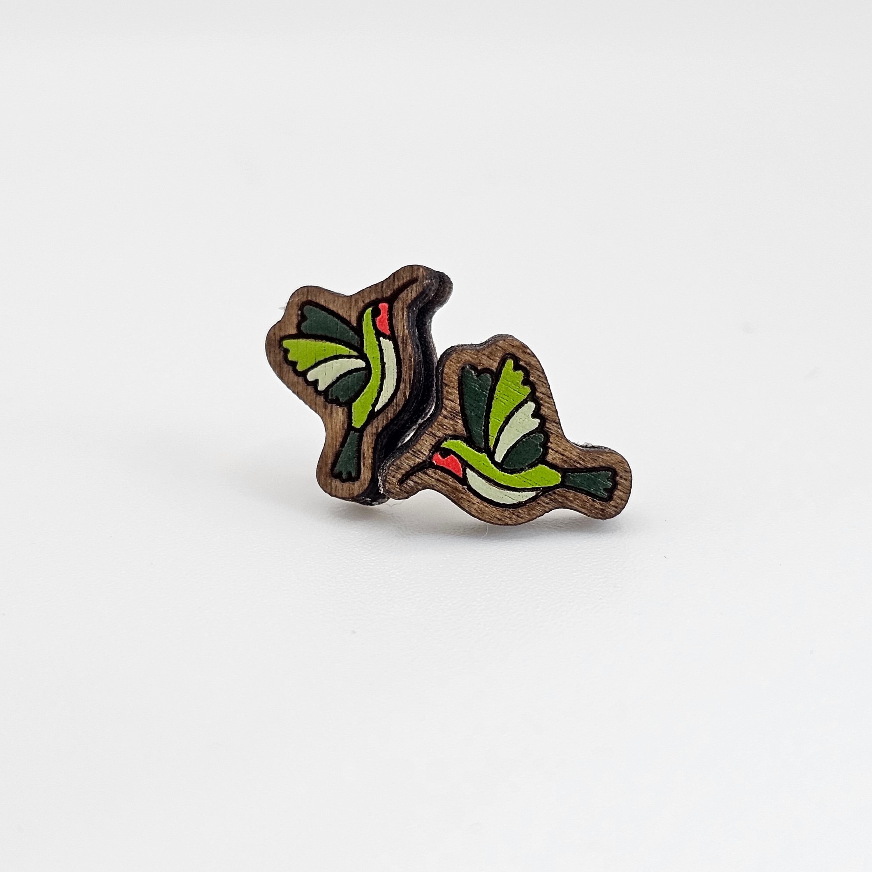 Ruby-throated Hummingbird Stud Earring | Hand-Painted | Surgical Steel - SEHPX4