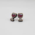 Red Wine Glass Stud Earrings | Hand-Painted | Surgical Steel - SEHPX25