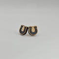 Gray Horseshoe Stud Earrings | Hand-Painted | Surgical Steel - SEHPX59