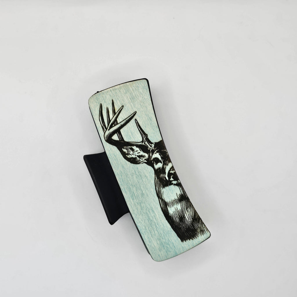 White-tail Deer Hair Claw Clip | Hand-Painted Wood - LCBDC1