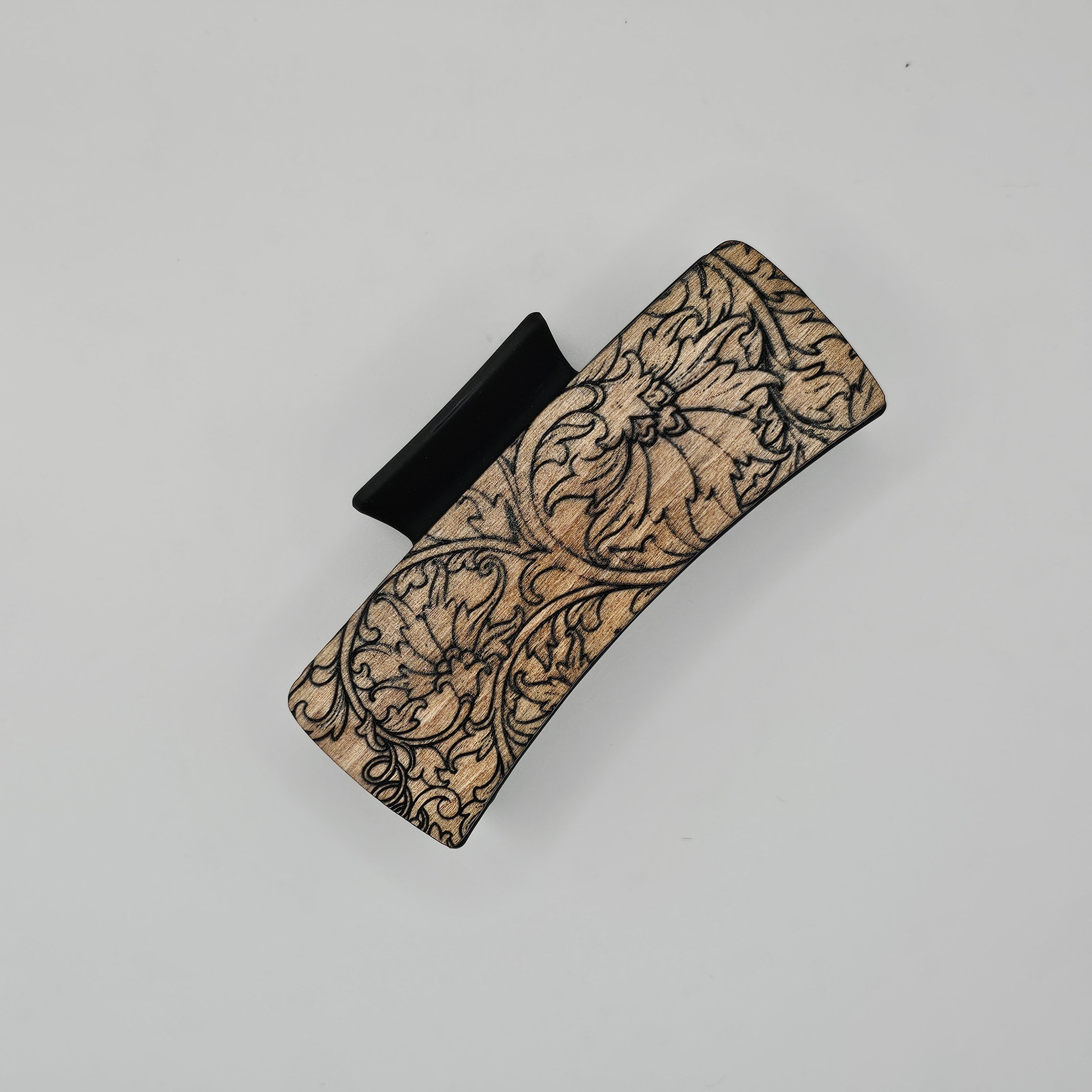 Western Wild Rose Hair Claw Clip | Hand-Stained Wood - LCWDC6