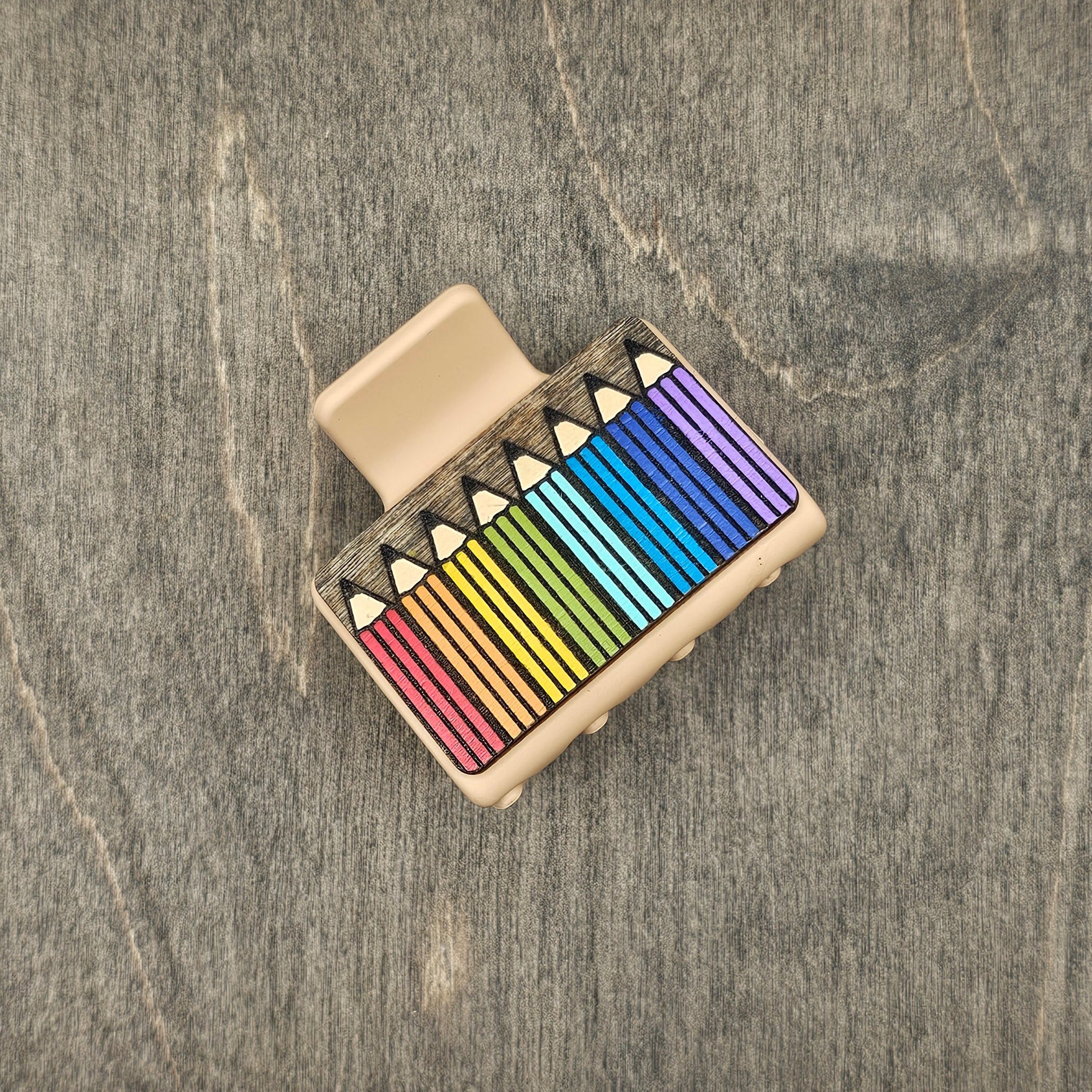 Pencils Hair Claw Clip | Hand-Painted Wood - SCHPD2