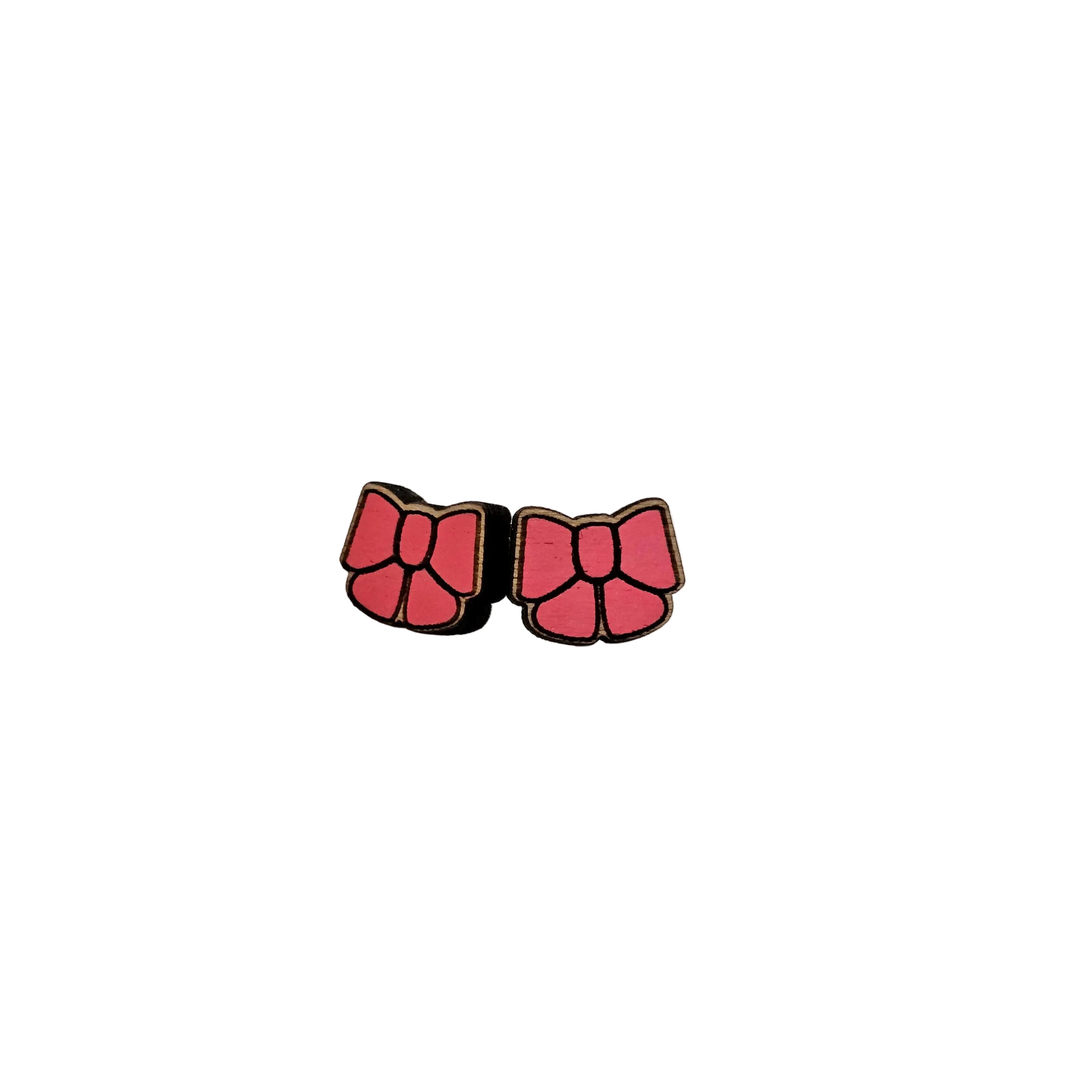 Pink Bow Stud Earrings | Hand-Painted | Surgical Steel - SEHPP5