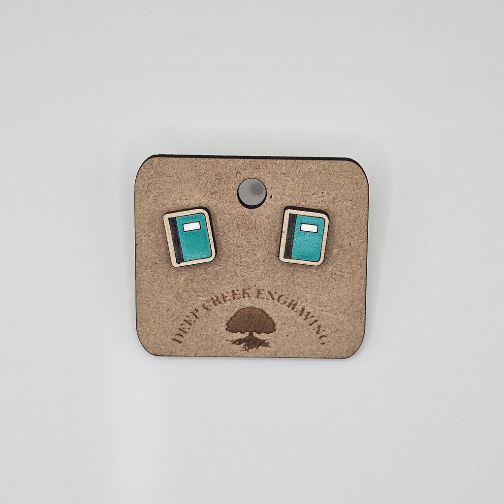 Composition Book Stud Earrings | Hand-Painted | Surgical Steel - SEHLH4