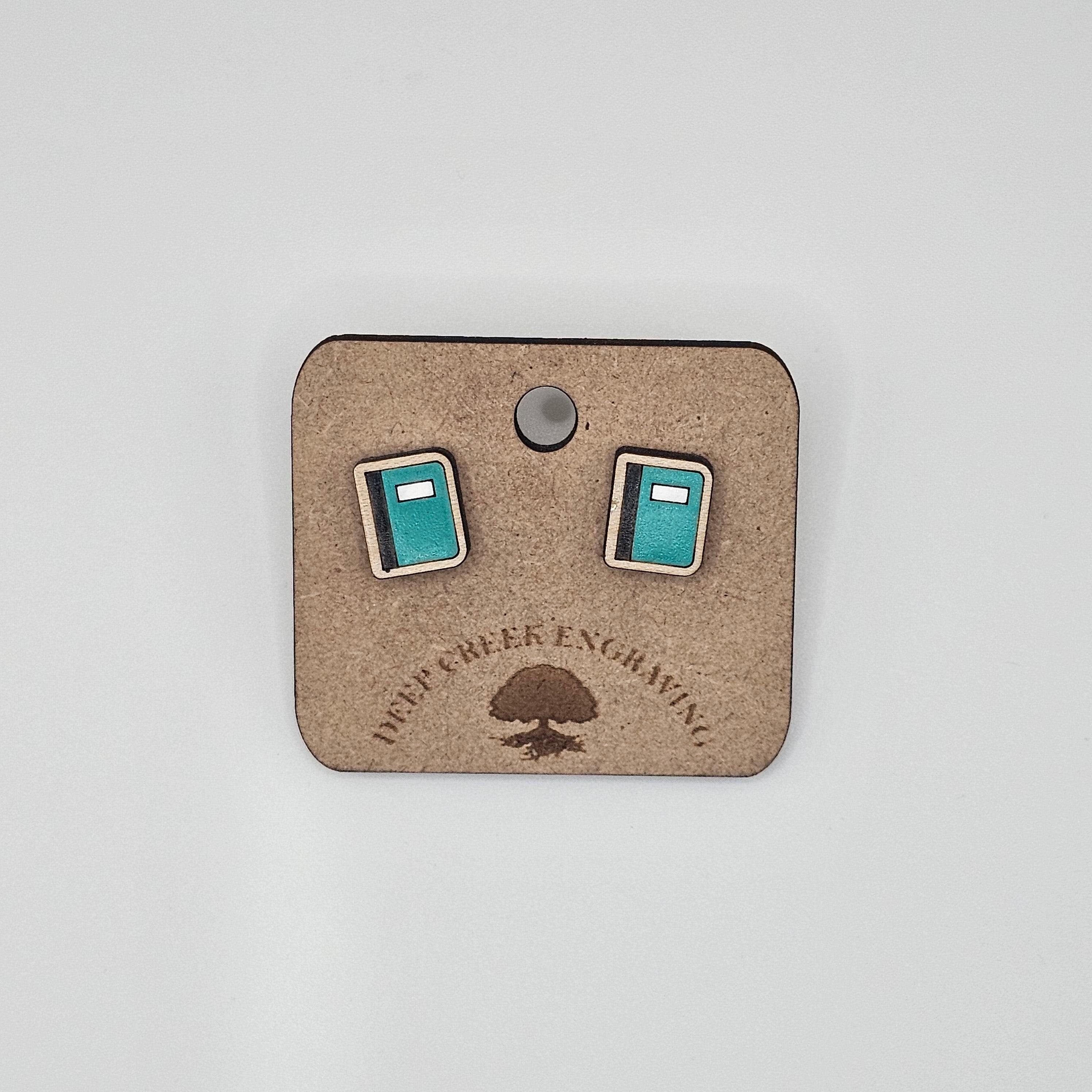 Composition Book Stud Earrings | Hand-Painted | Surgical Steel - SEHLH4