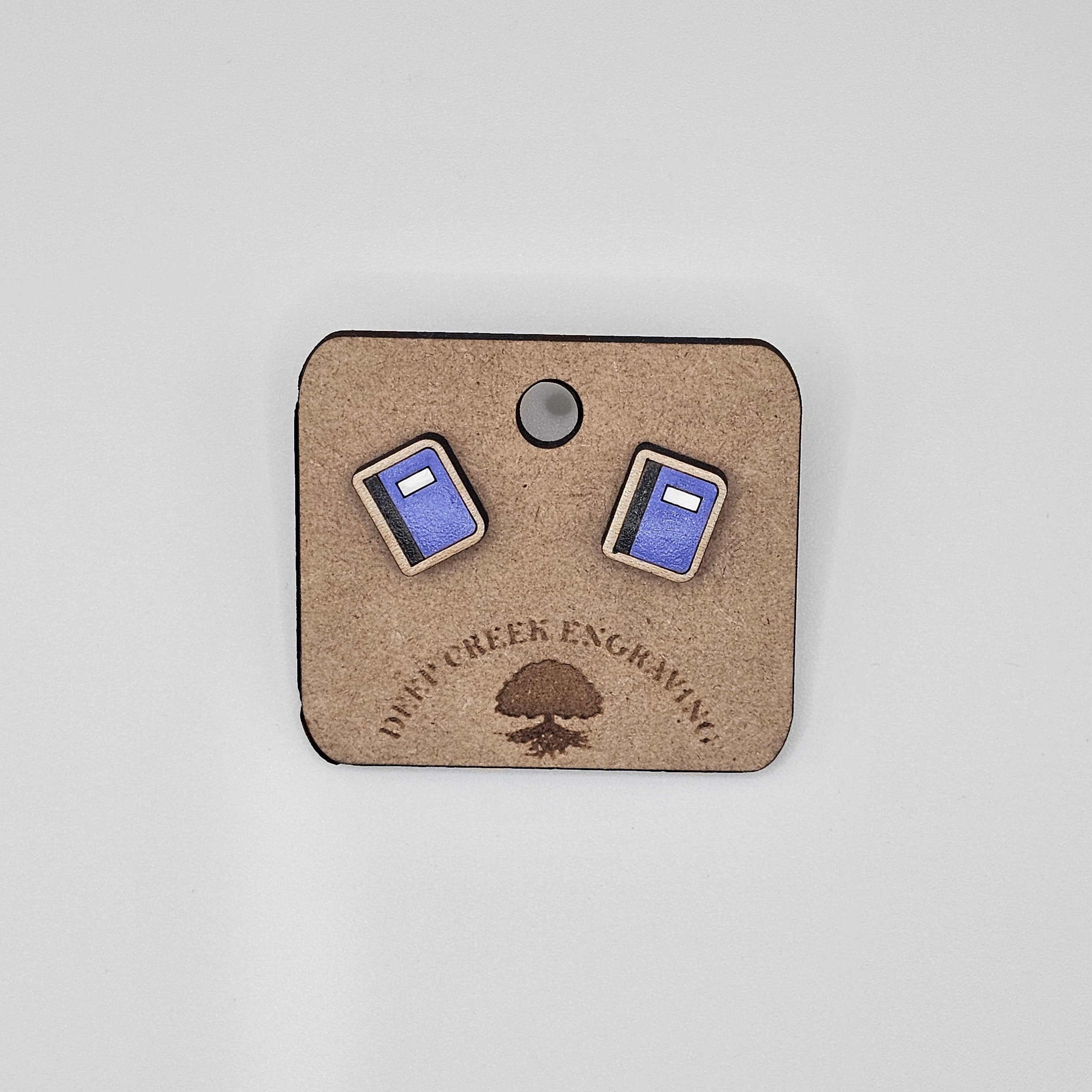 Composition Book Stud Earrings | Hand-Painted | Surgical Steel - SEHLH4