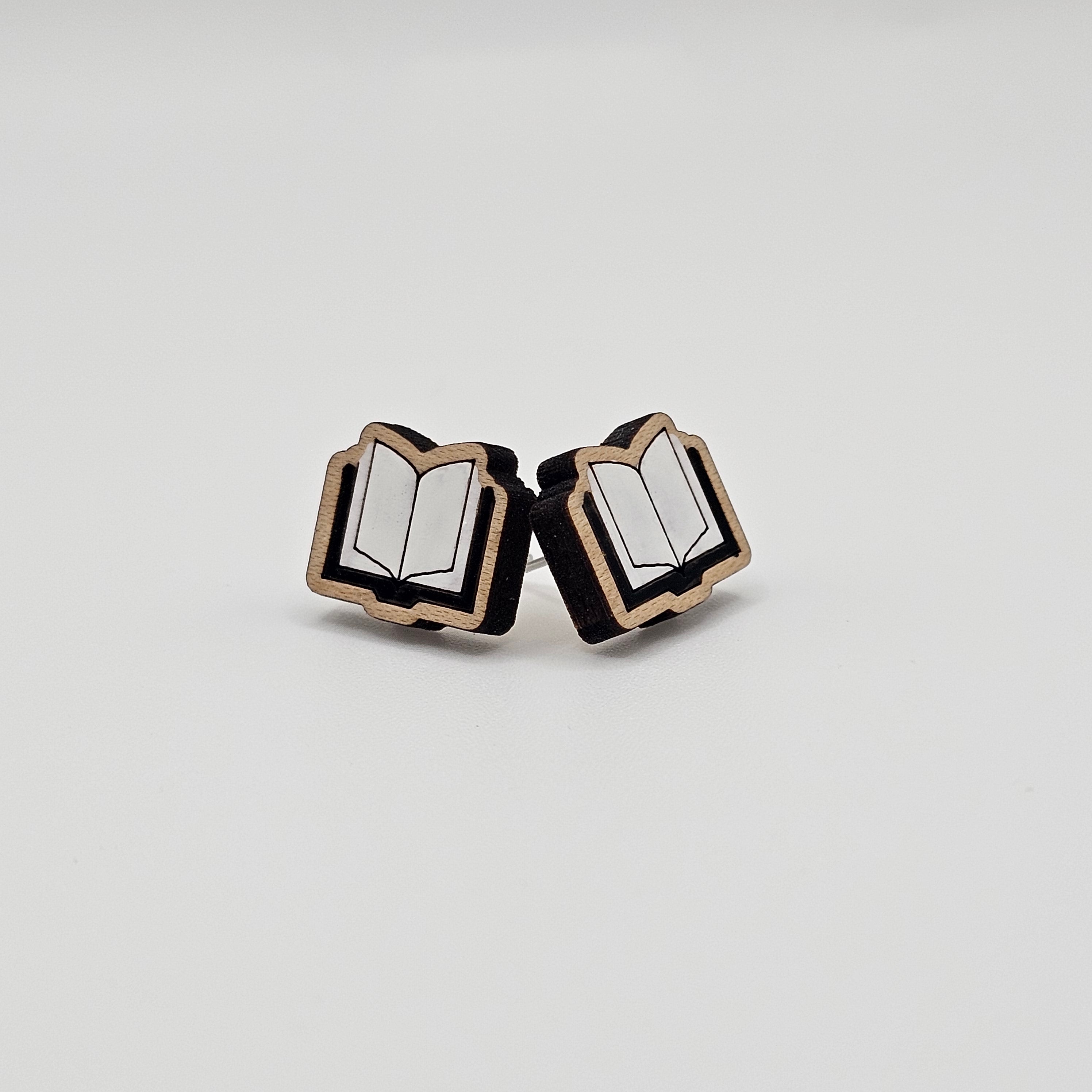 Open Book Stud Earrings | Hand-Painted | Surgical Steel - SEHLH1