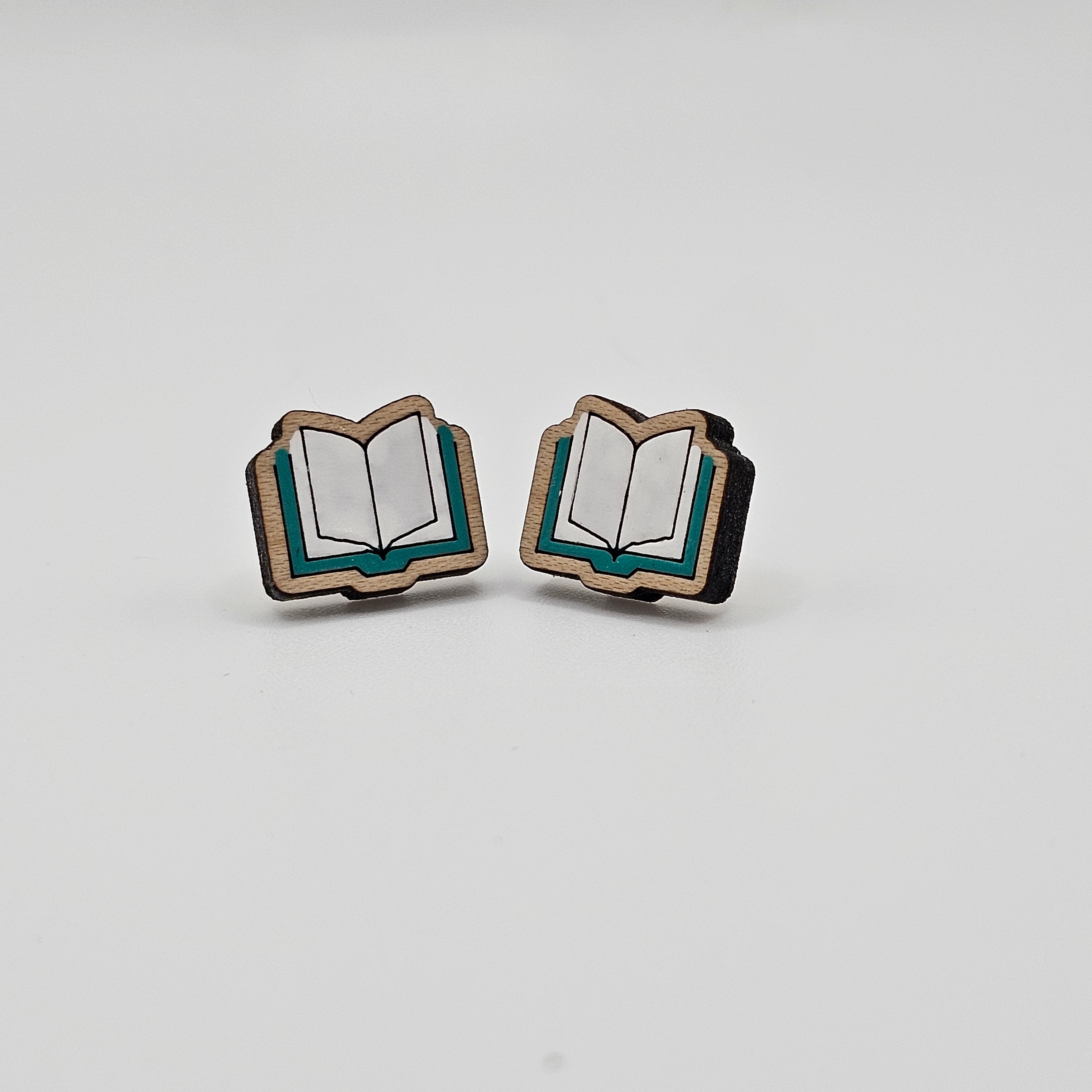 Open Book Stud Earrings | Hand-Painted | Surgical Steel - SEHLH1