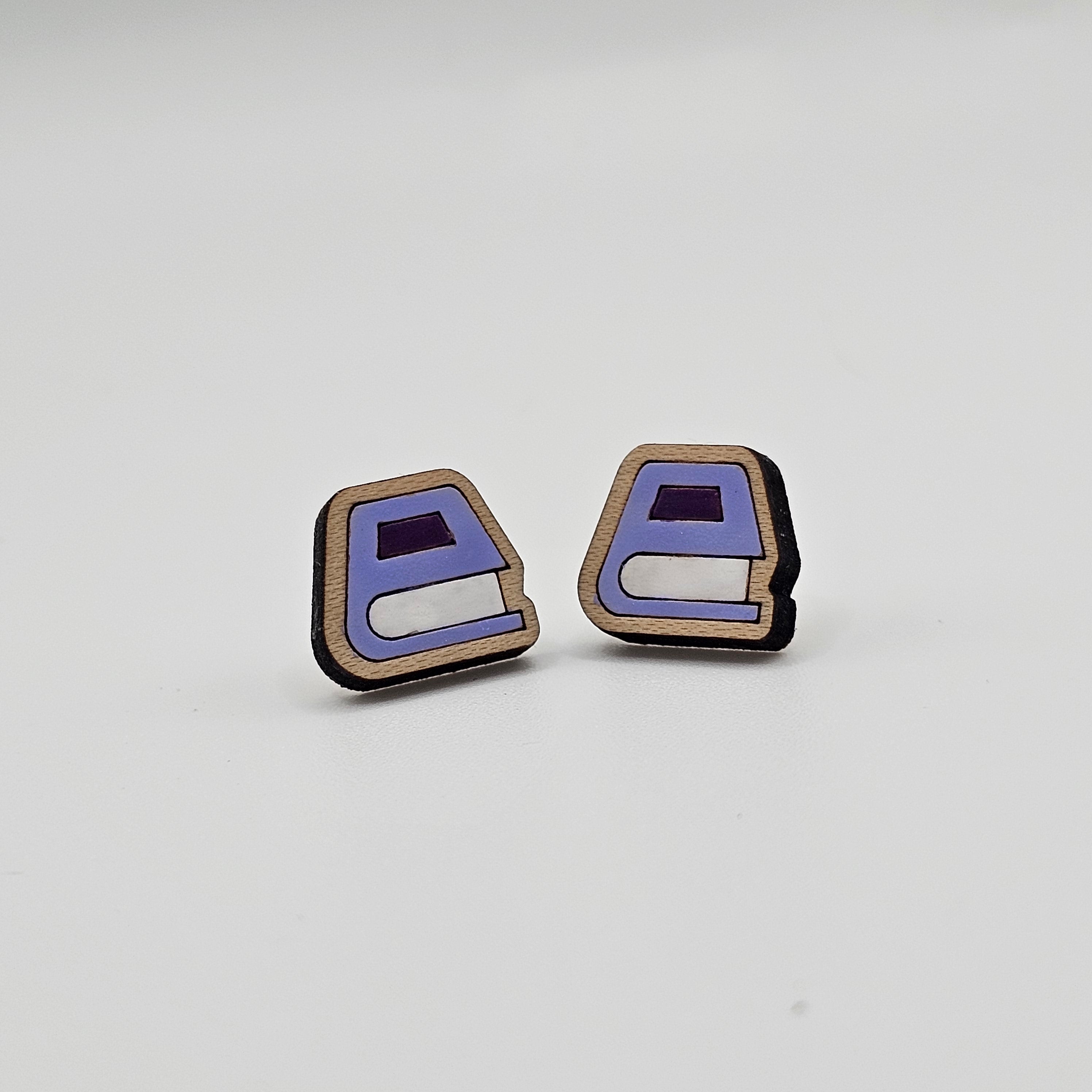 Book Stud Earrings | Hand-Painted | Surgical Steel - SEHLH3