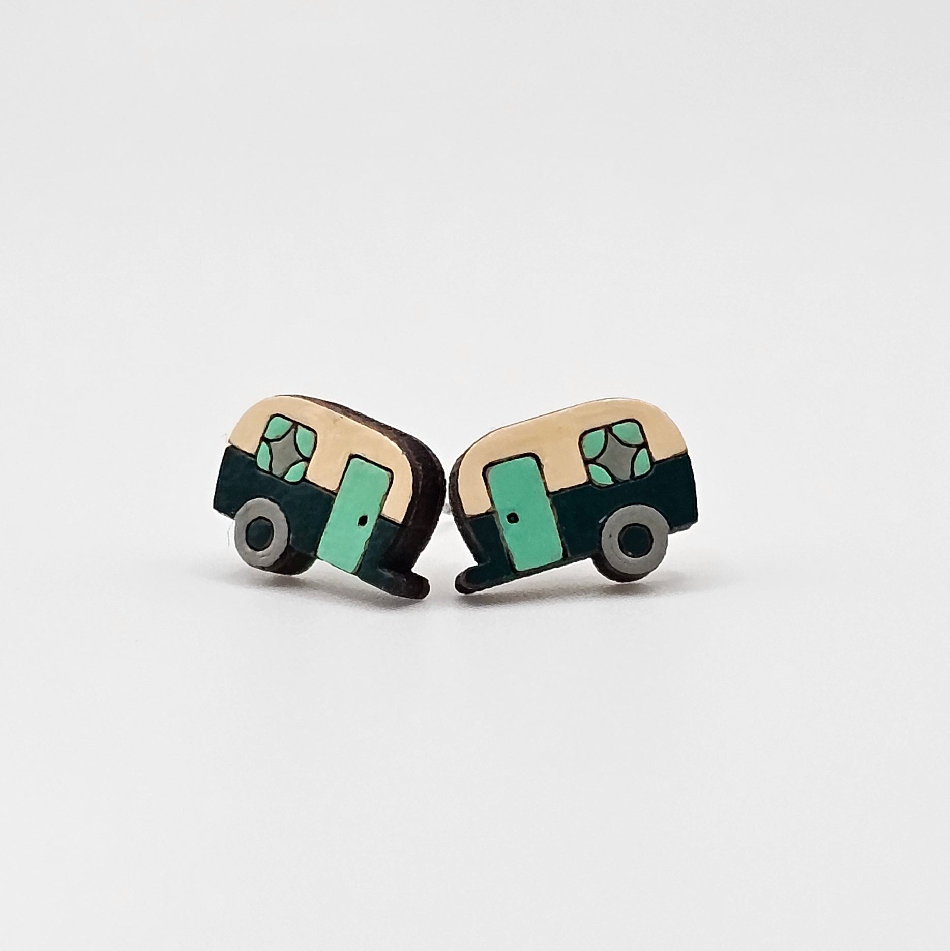 Happy Camper Stud Earrings | Hand-Painted | Surgical Steel - SEHCR3