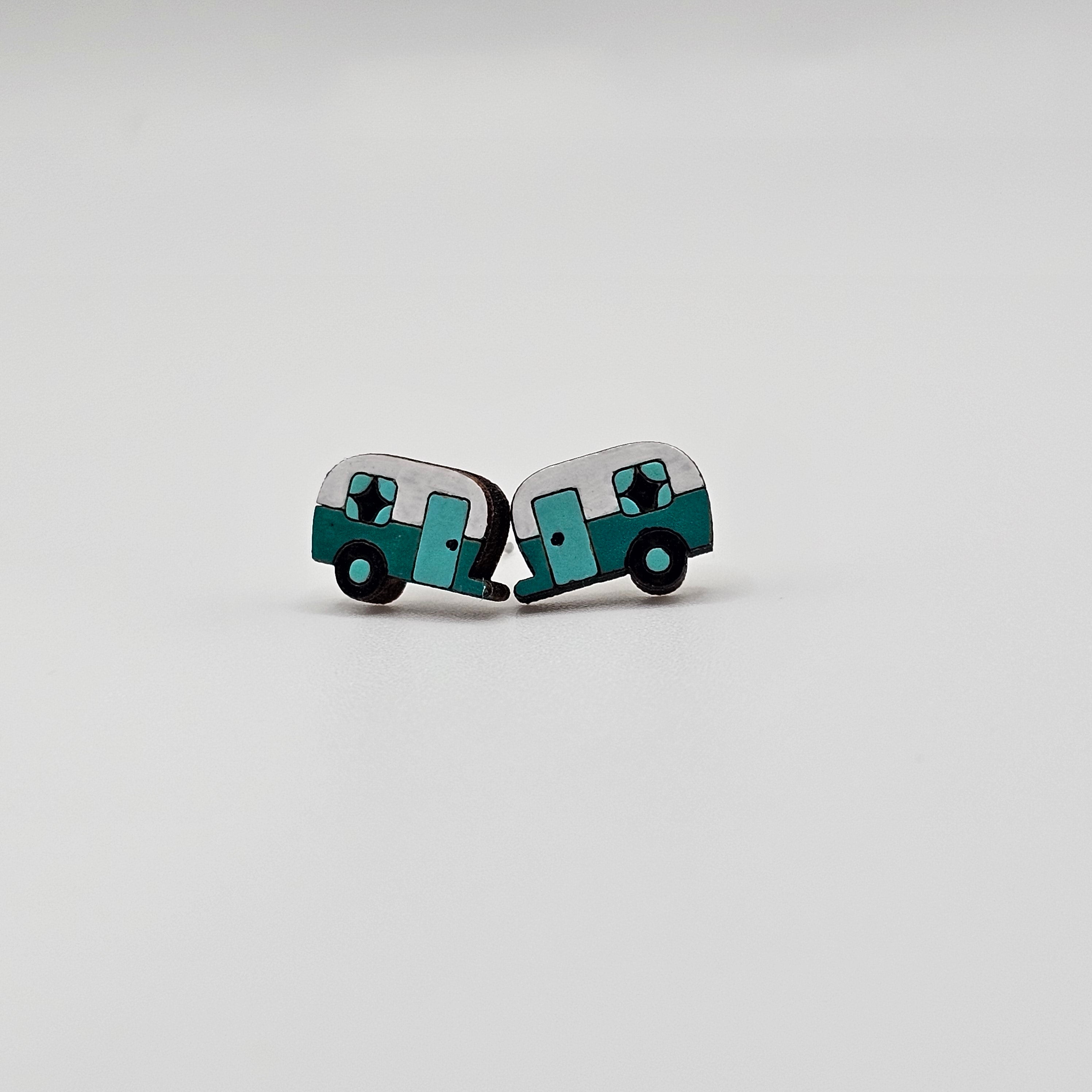 Happy Camper Stud Earrings | Hand-Painted | Surgical Steel - SEHCR3