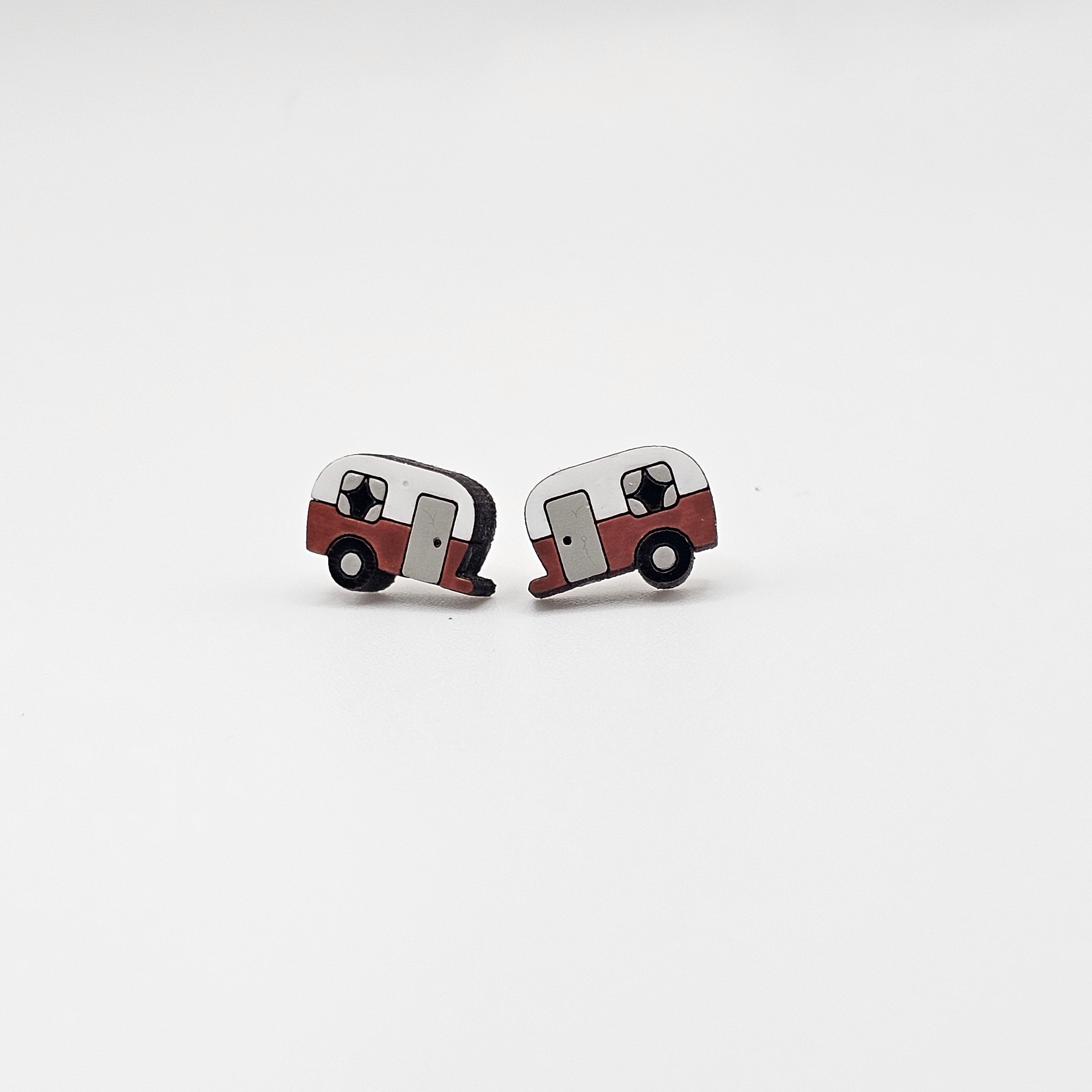 Happy Camper Stud Earrings | Hand-Painted | Surgical Steel - SEHCR3