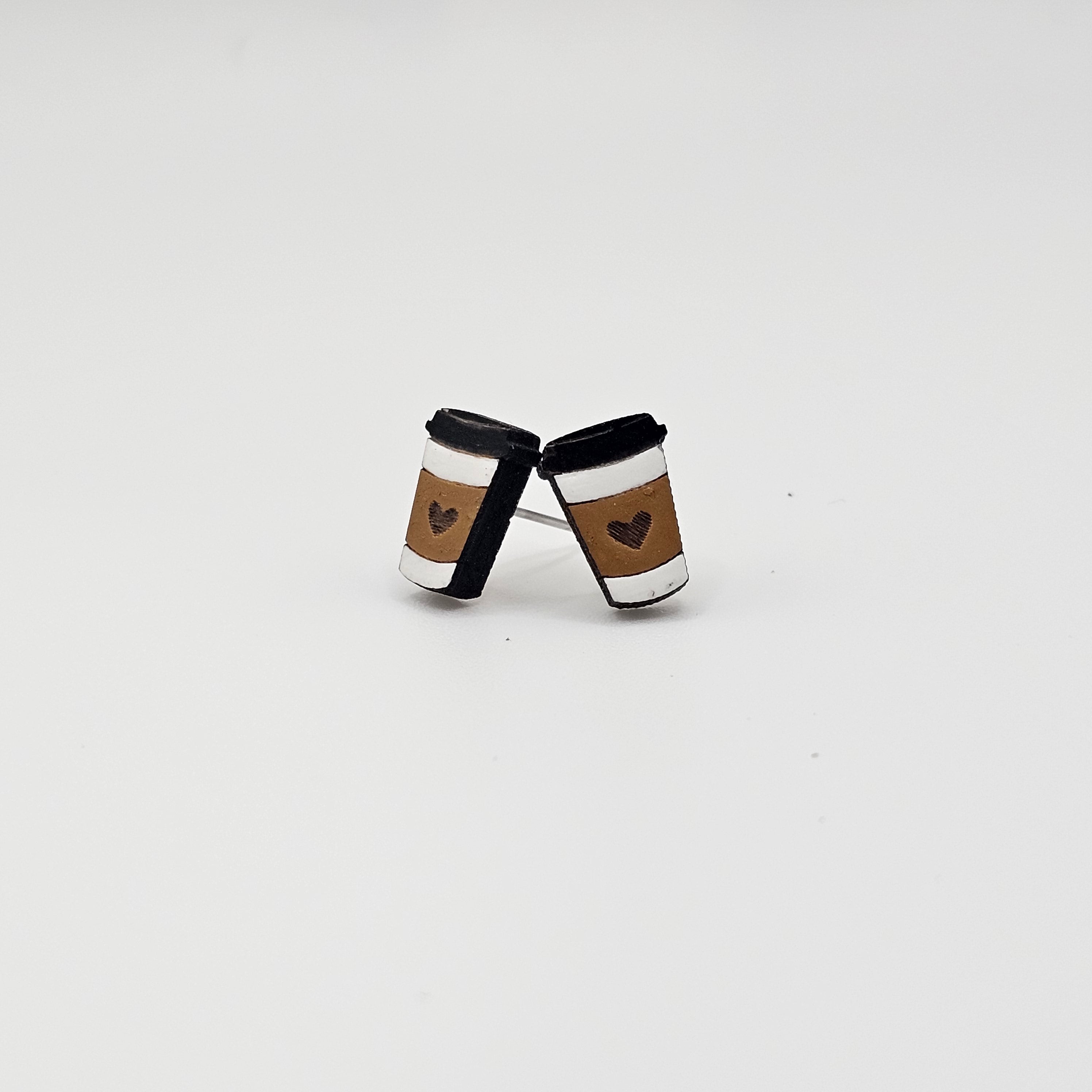 Love You a Latte Stud Earrings | Hand-Painted | Surgical Steel - SEHCR1