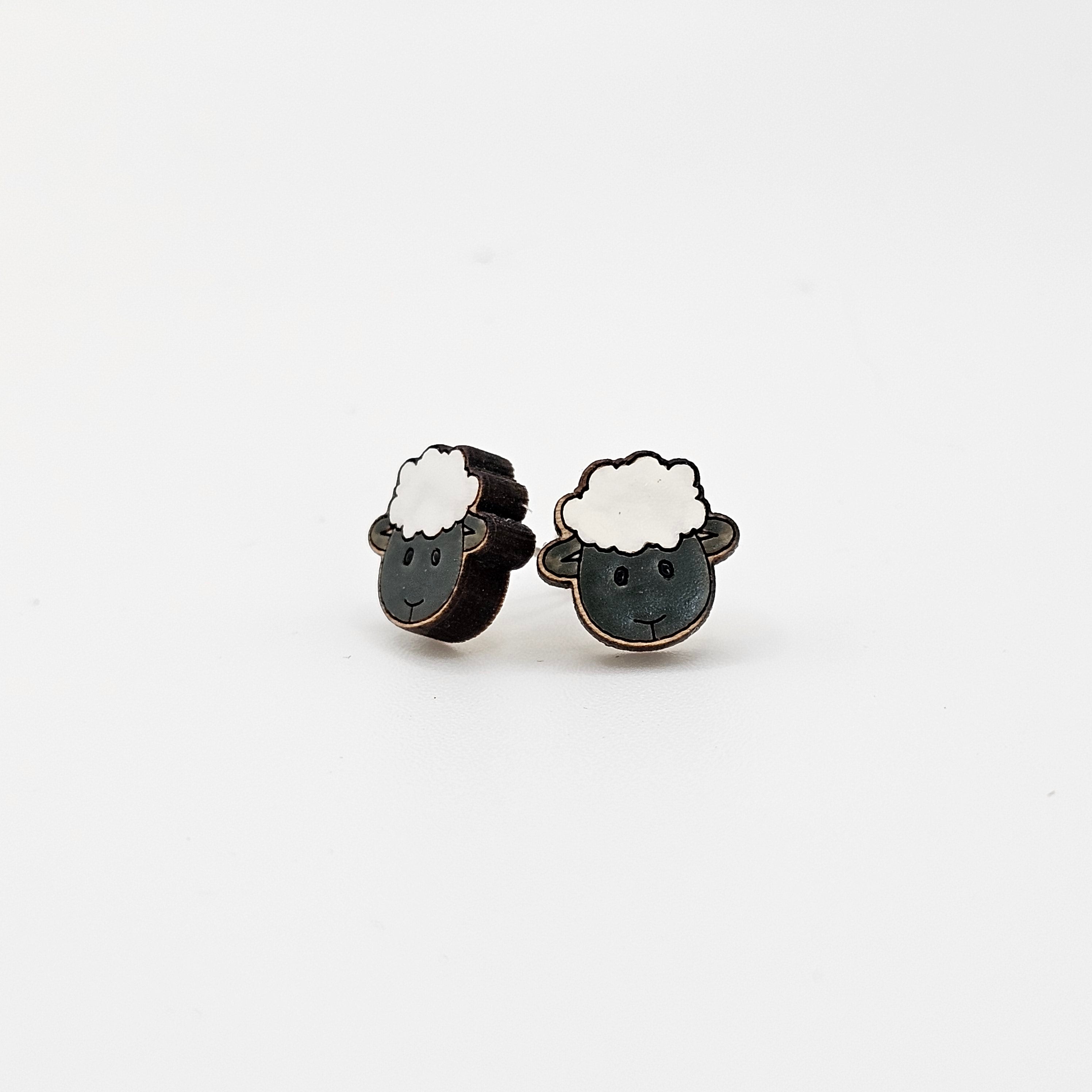 Little Lamb Stud Earrings | Hand-Painted | Surgical Steel - SEHOS8