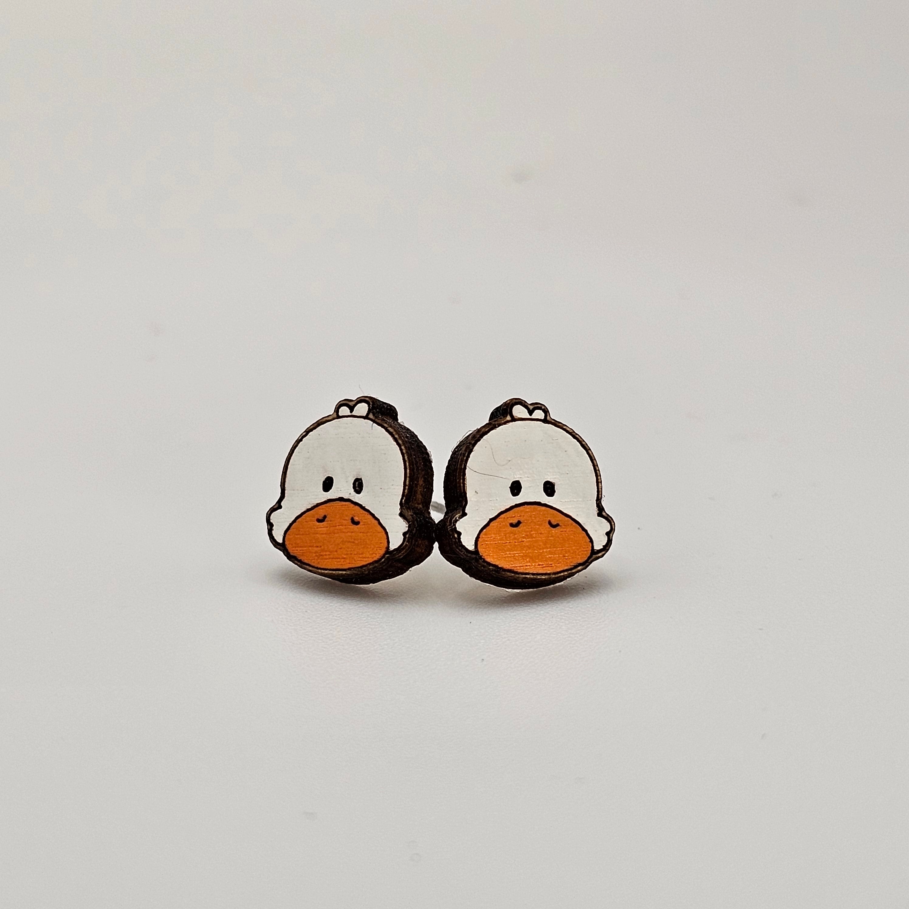 Puddle Duck Stud Earrings | Hand-Painted | Surgical Steel - SEHOS4