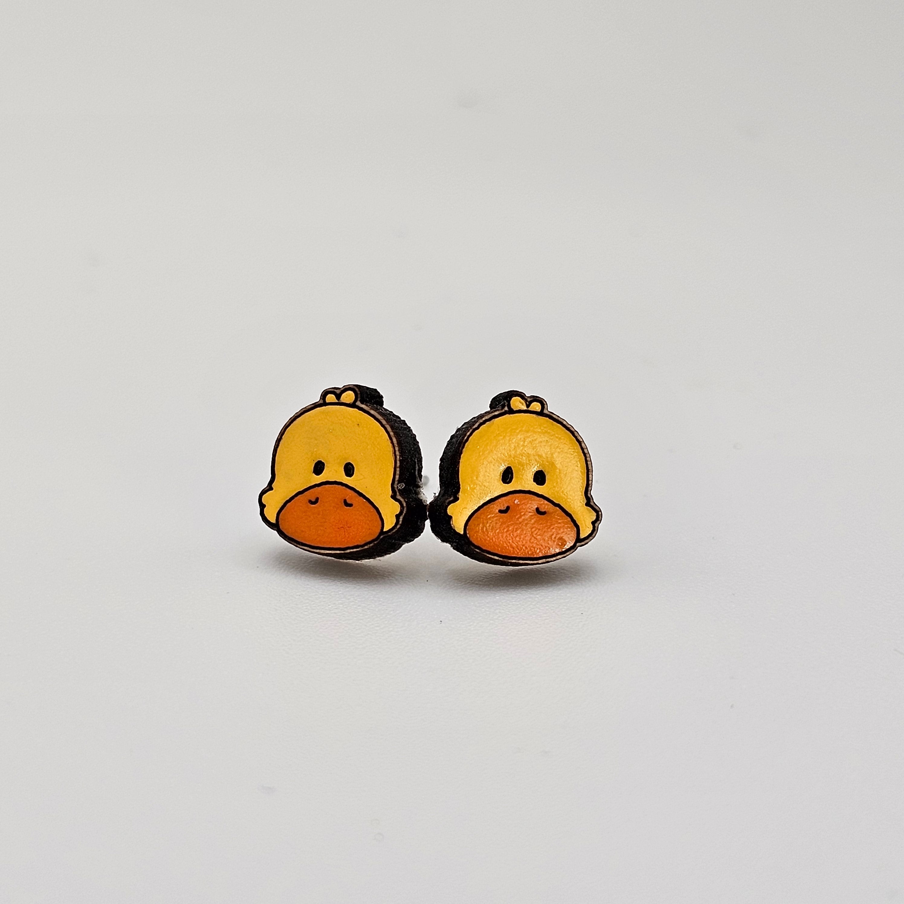 Puddle Duck Stud Earrings | Hand-Painted | Surgical Steel - SEHOS4