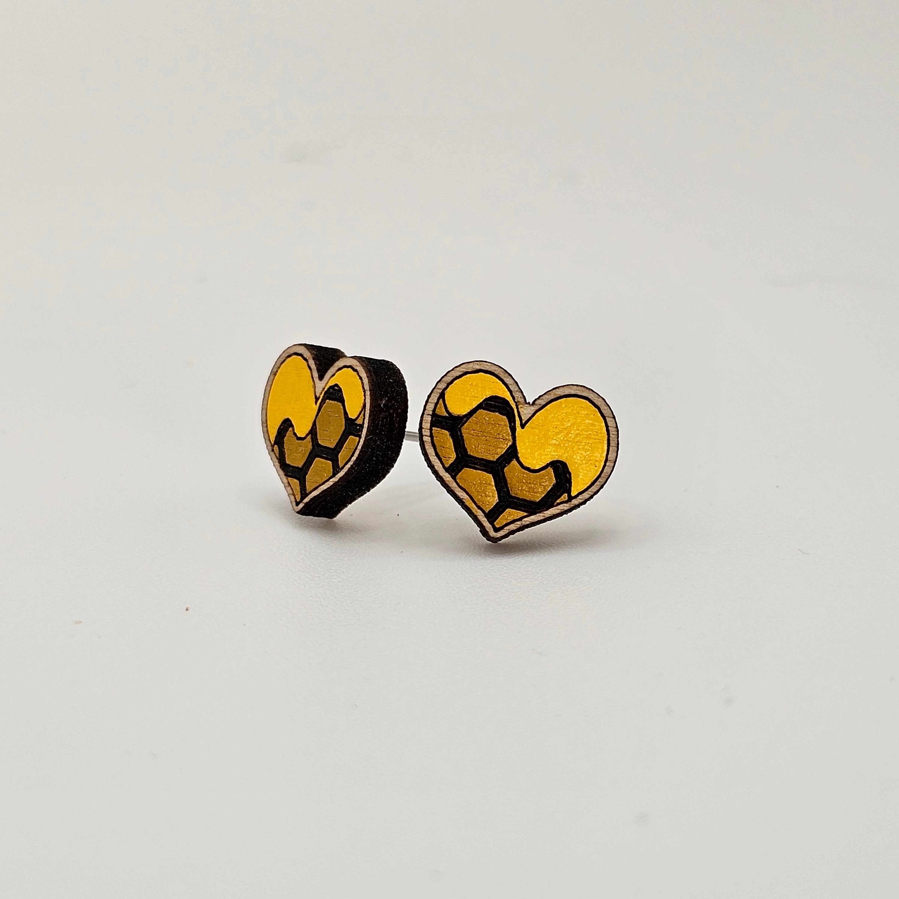 Honeycomb Heart Stud Earring | Hand-Painted | Surgical Steel - SEHOS9