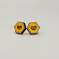Honeycomb w/ Heart Stud Earring | Hand-Painted | Surgical Steel - SEHOS10