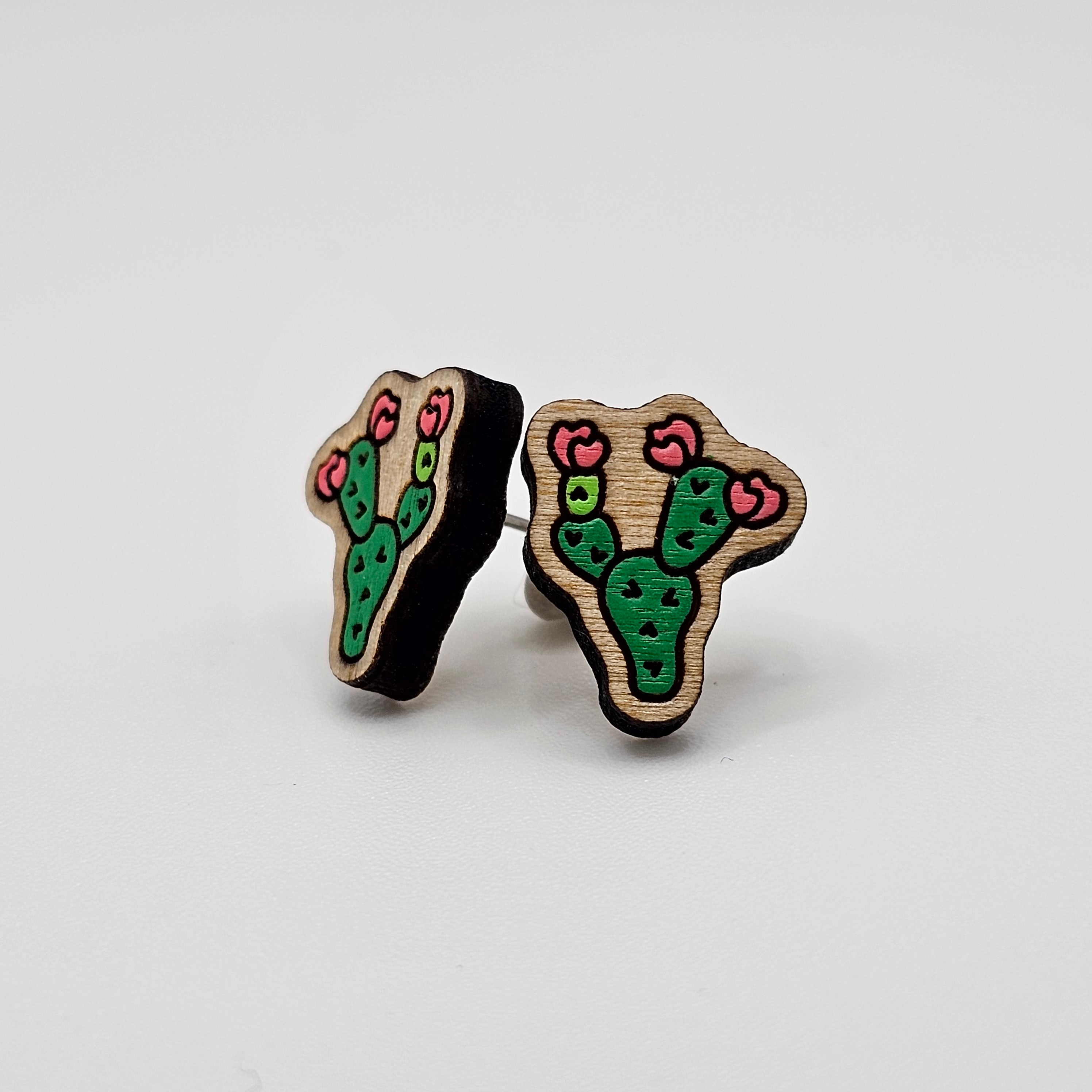 Cactus Bloom Stud Earring | Hand-Painted | Surgical Steel - SEHPX63