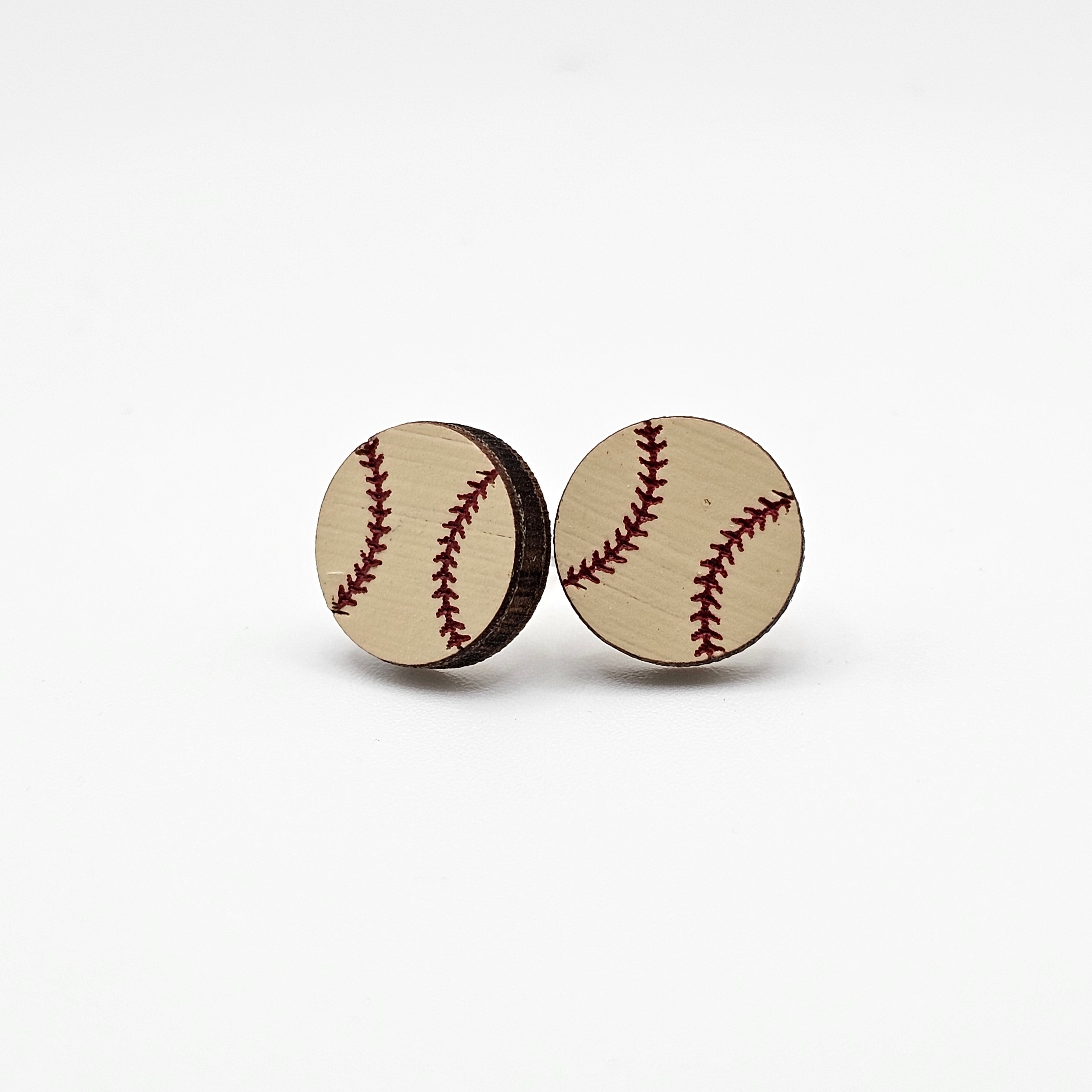 Baseball Stud Earring | Hand-Painted | Surgical Steel - SEHCG1