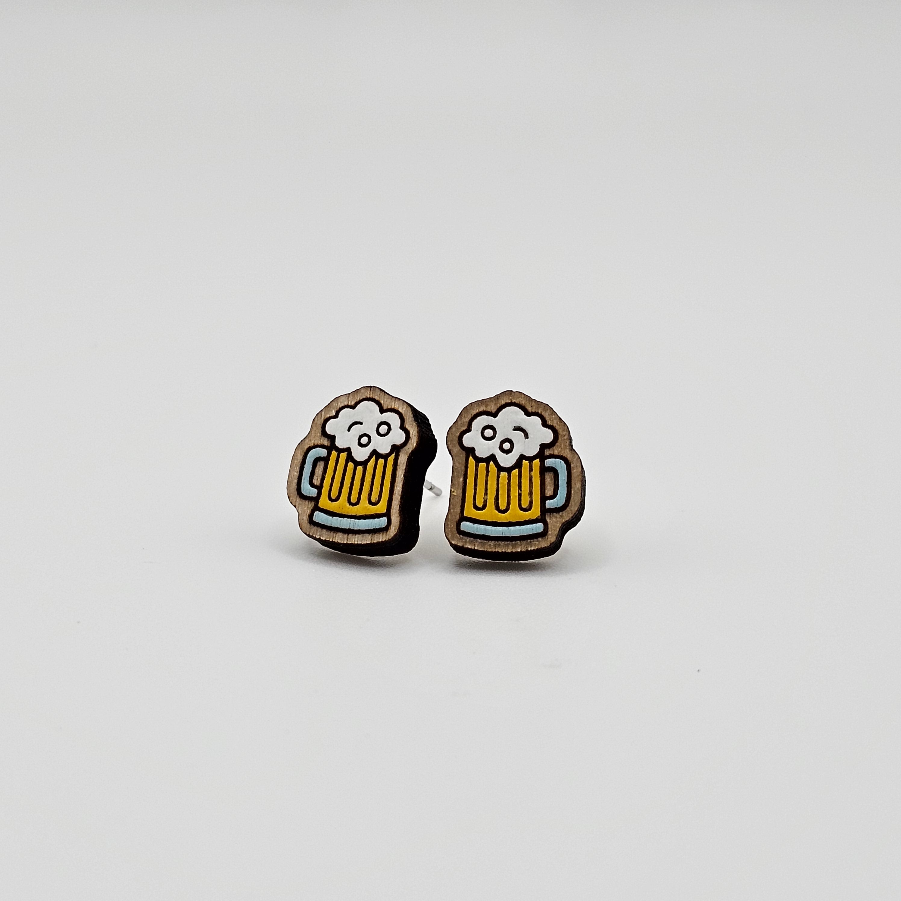 Frothy Beer Mug Stud Earring | Hand-Painted | Surgical Steel - SEHPX65