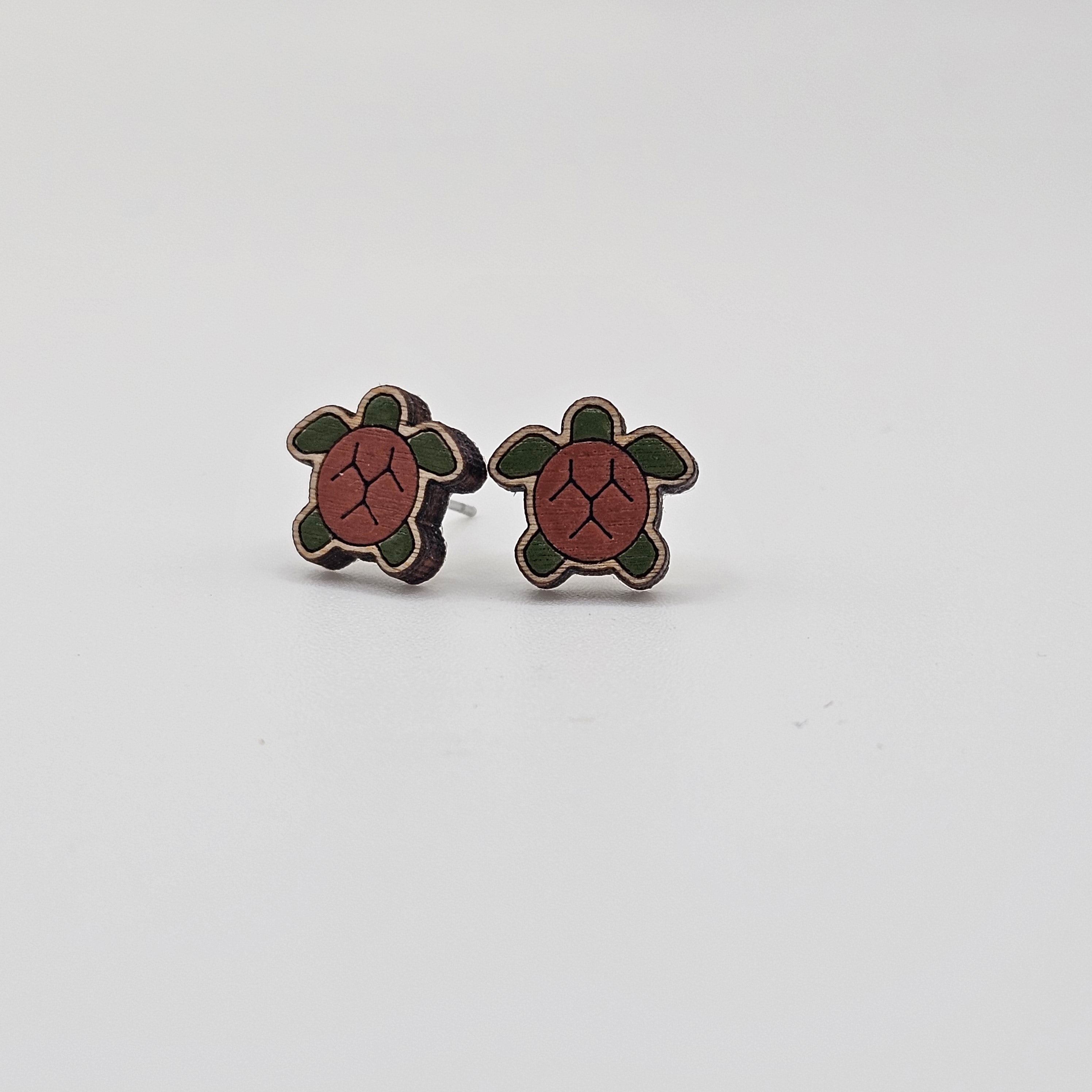 Sea Turtle Stud Earring | Hand-Painted | Surgical Steel - SEHLH17