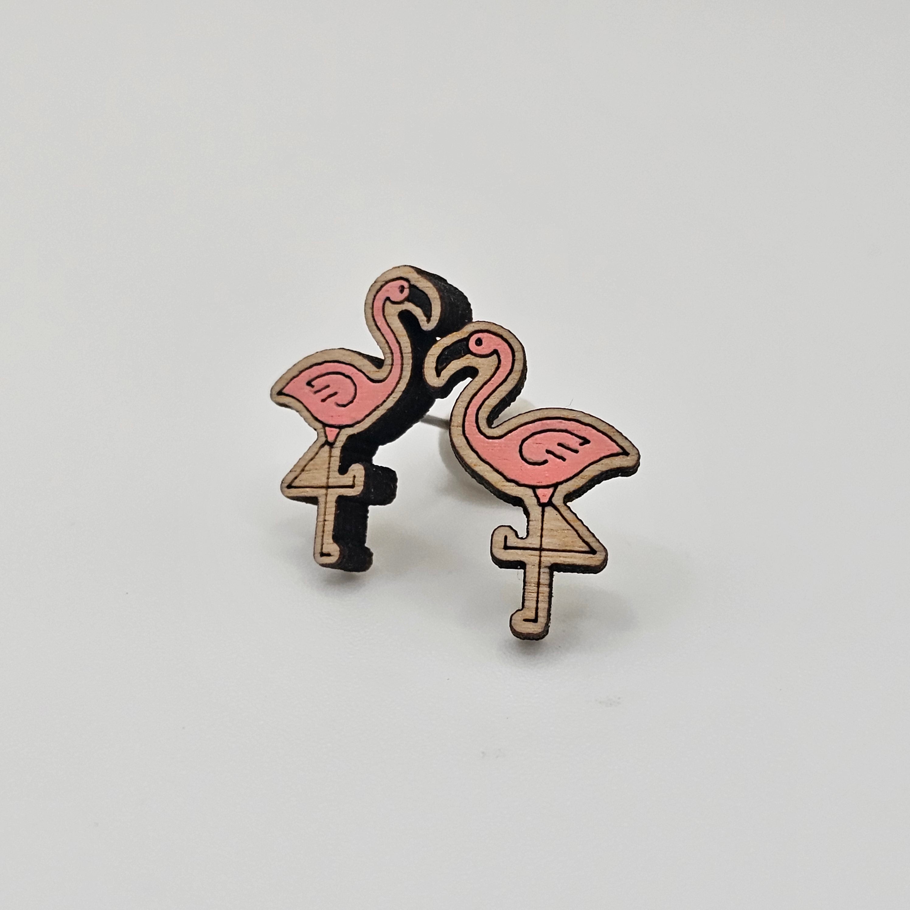 Flamingo Stud Earring | Hand-Painted | Surgical Steel - SEHLH21