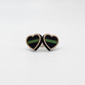 Thin Green Line Heart Stud Earring | Hand-Painted | Surgical Steel - SEHPX71