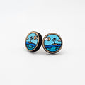 Island Waves Stud Earring | Hand-Painted | Surgical Steel - SEHPX32