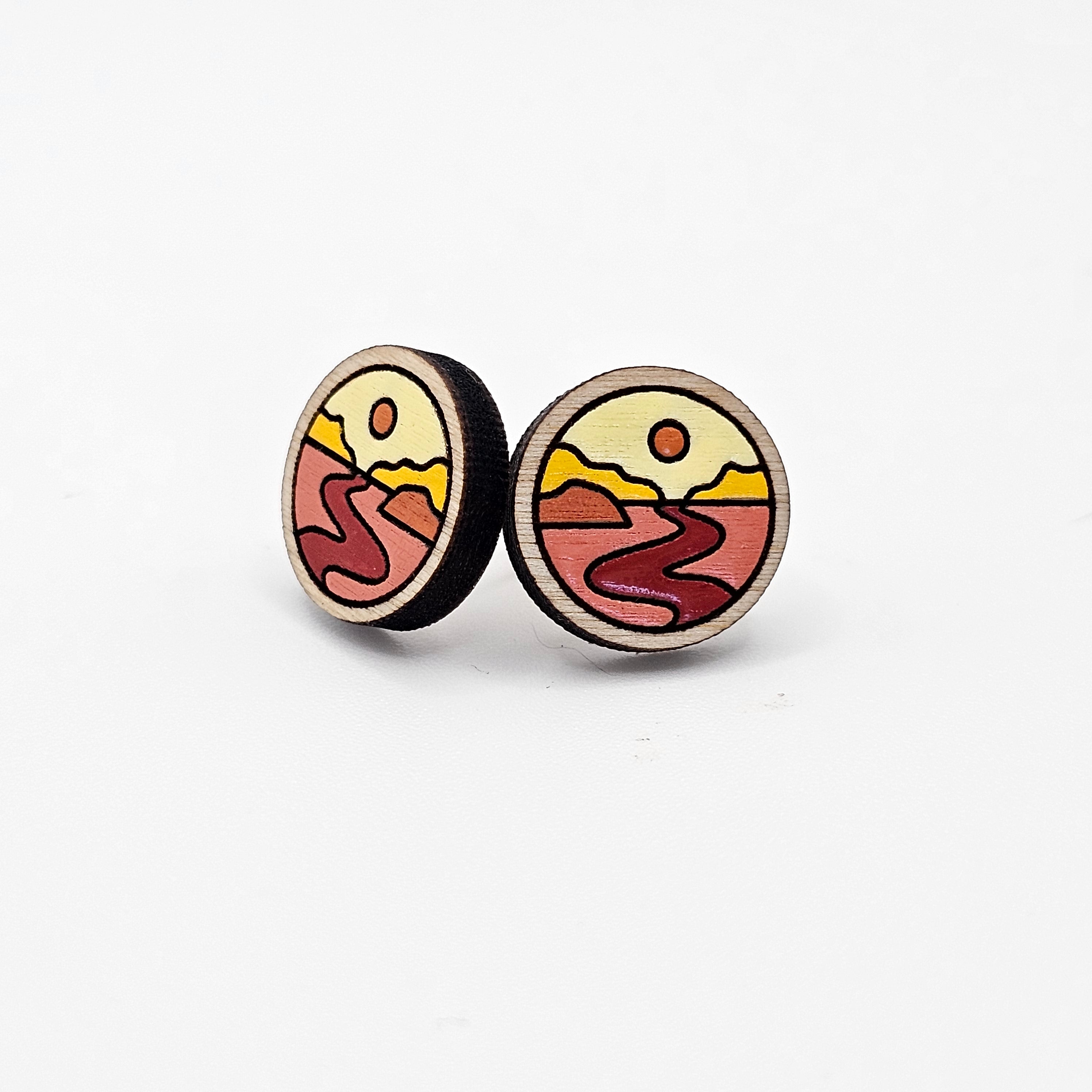 Sunset River Stud Earring | Hand-Painted | Surgical Steel - SEHPX34