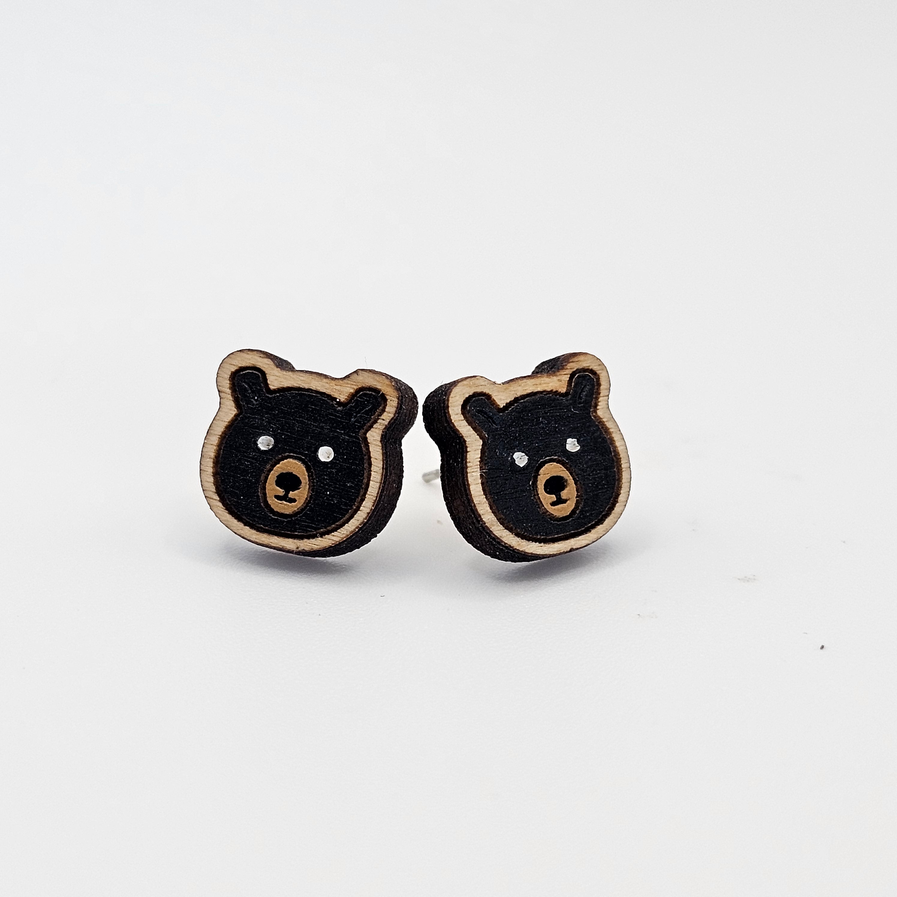 Little Black Bear Stud Earring | Hand-Painted | Surgical Steel - SEHPX51