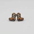 Cowboy Boot Stud Earrings | Laser Engraved Wood | Surgical Steel - SEHPX80