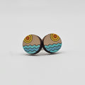 Ocean Sunset Stud Earrings | Laser Engraved Wood | Surgical Steel - SEHSM1