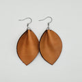 Leather Leaf Dangle Earrings | Tan & Jade | Surgical Steel - DEDC2