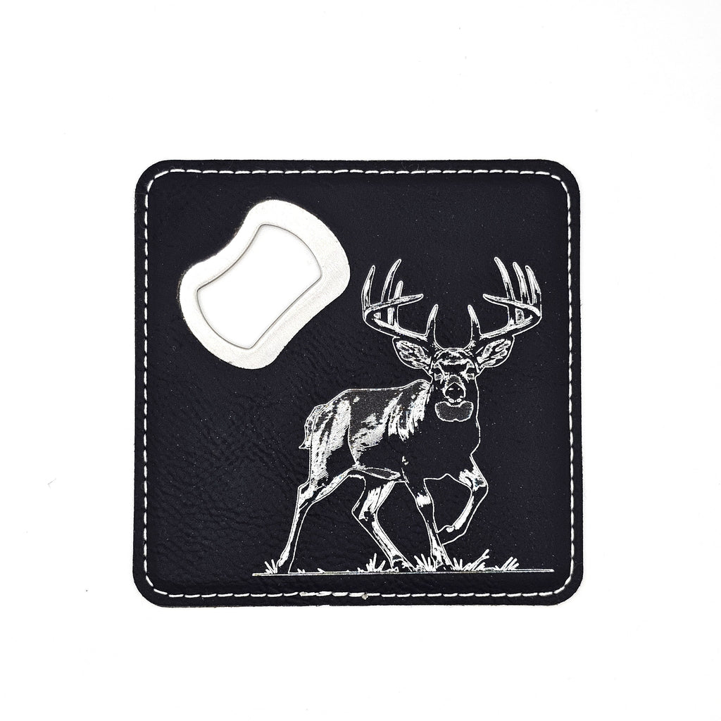 Walking Buck - Leatherette Bottle Opener Coaster