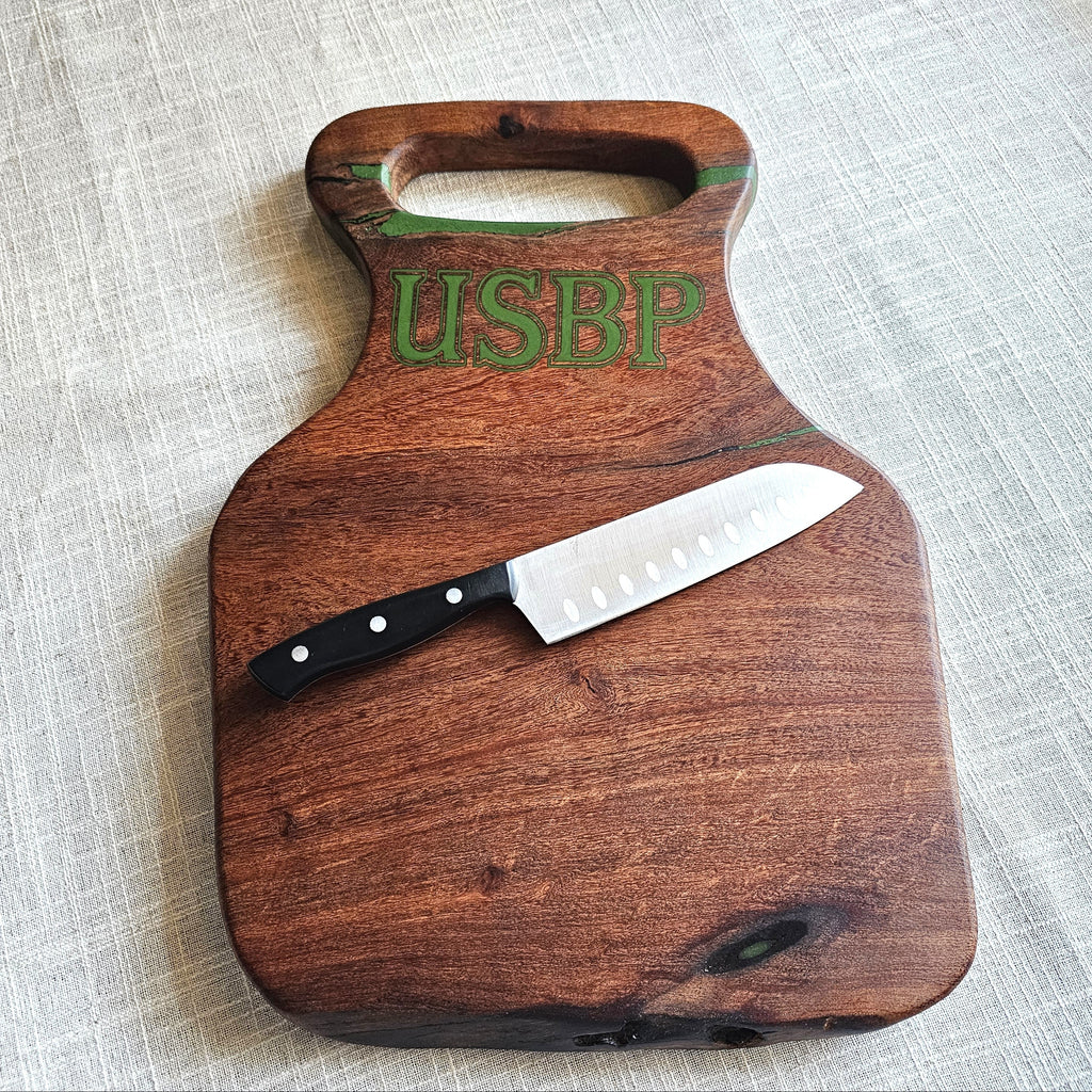 Texas Mesquite Cutting Board with Handle and Custom Engraving