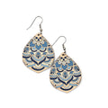 Denim Breeze Teardrop Dangle Earrings | Laser Engraved Wood | Surgical Steel - DEHAJ2-D