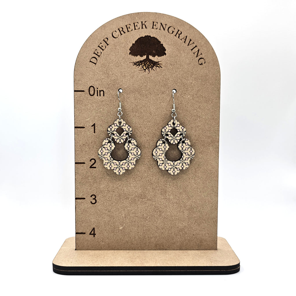 Soft Pink Lace Chandelier Earrings | Hand-Painted | Surgical Steel - DEHPP1-CB