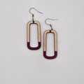 Plum Open Rectangle Dangle Earrings | Hand-Painted | Surgical Steel - DEHPP11-P