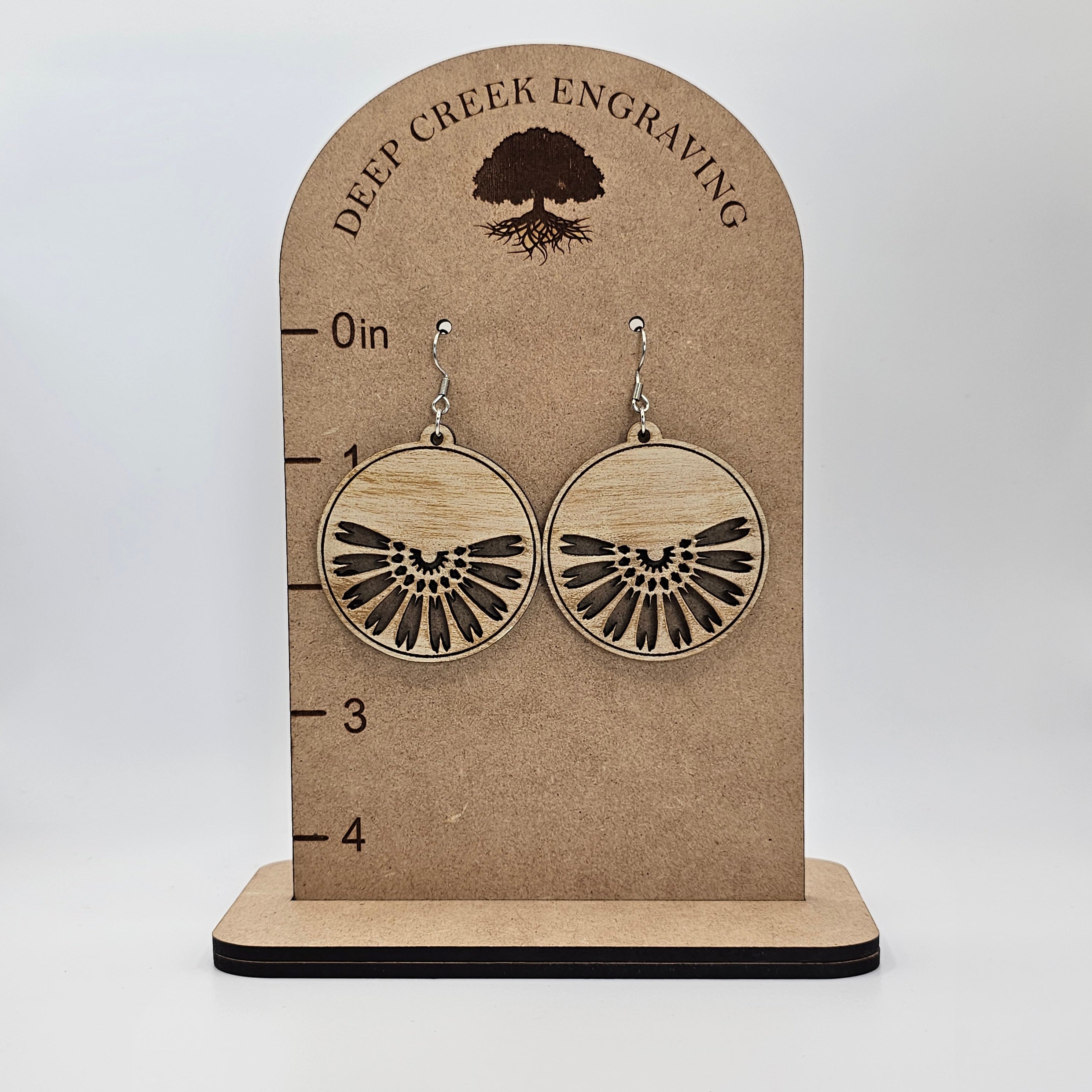 Indian Blanket Flower Circle Dangle Earrings | Laser Engraved | Surgical Steel - DEHPP12