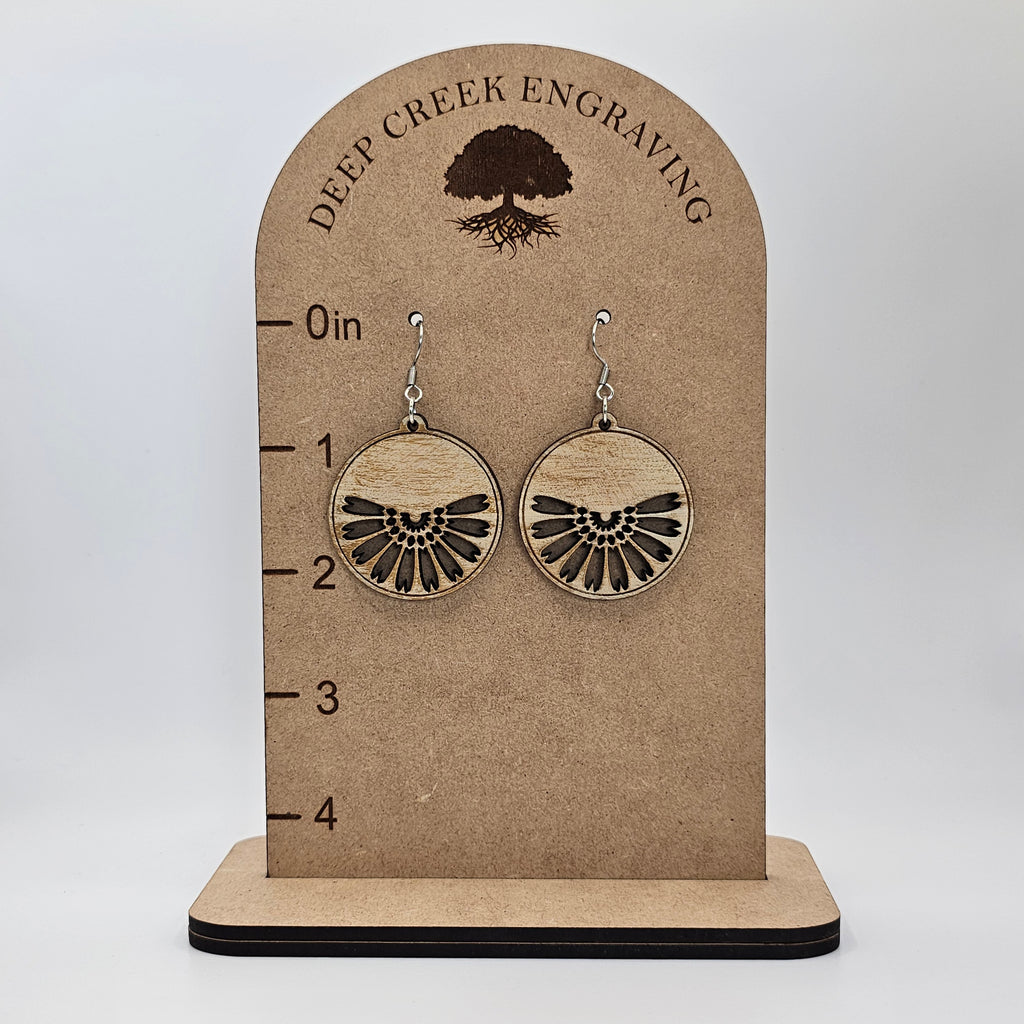 Indian Blanket Flower Circle Dangle Earrings | Laser Engraved | Surgical Steel - DEHPP12