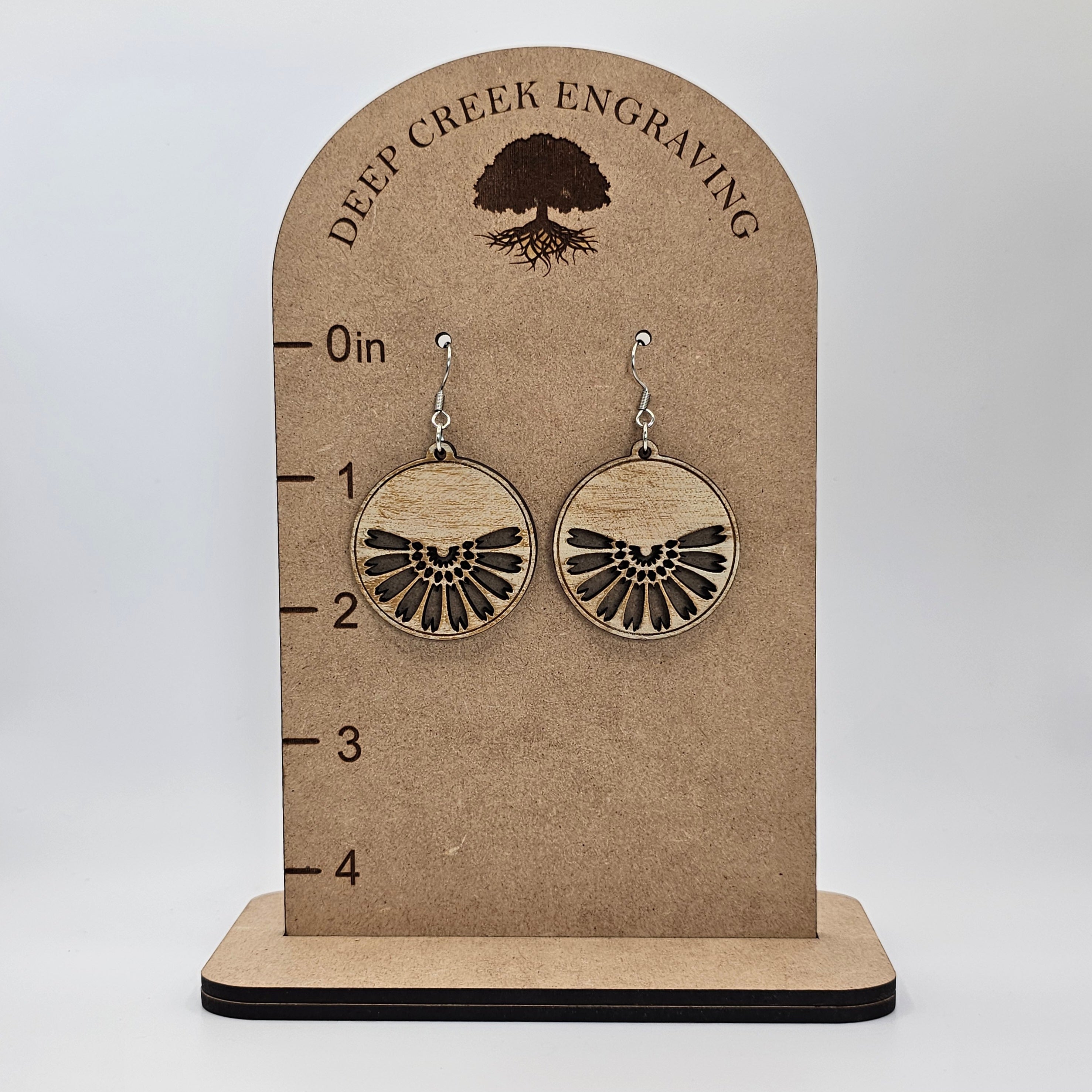 Indian Blanket Flower Circle Dangle Earrings | Laser Engraved | Surgical Steel - DEHPP12