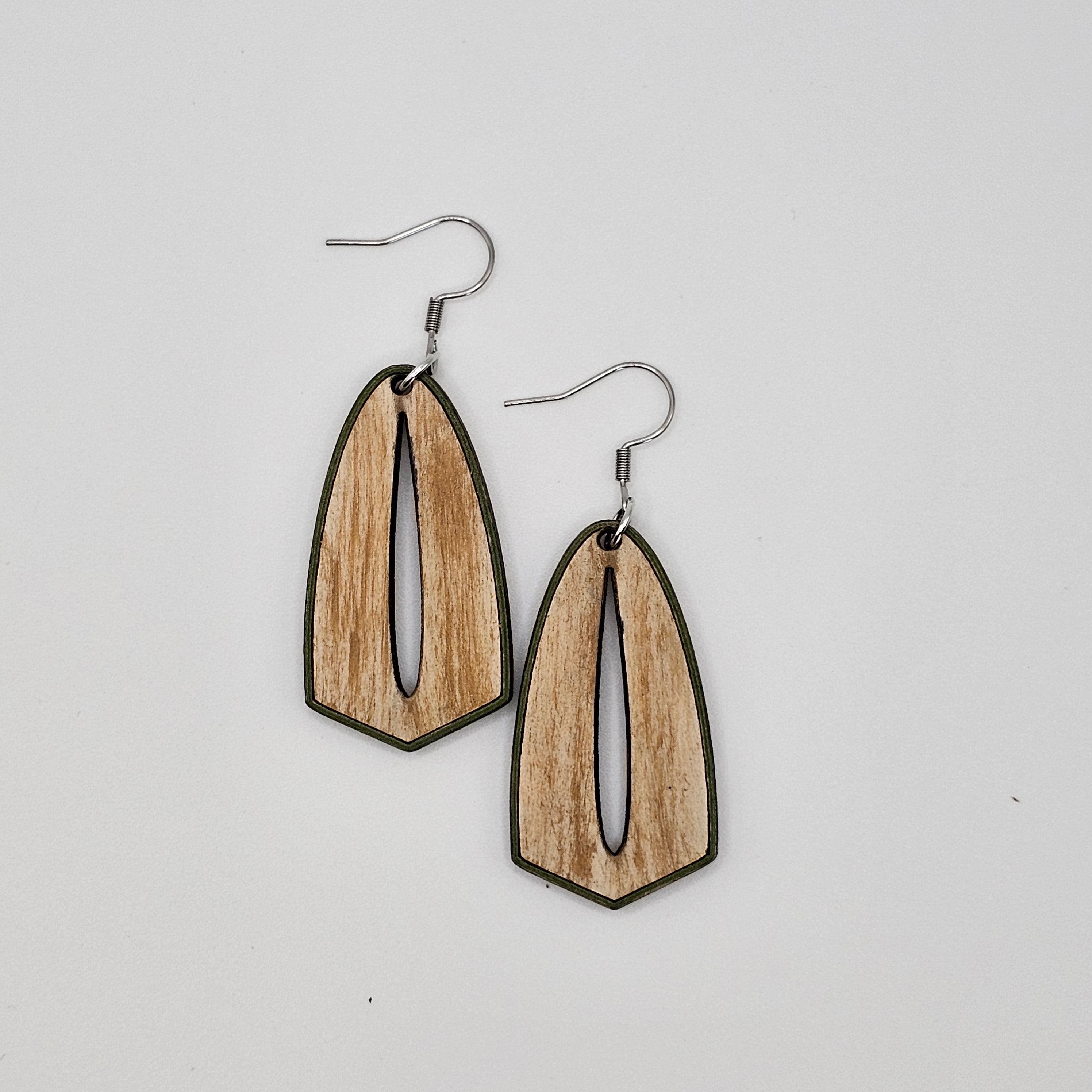 Geometric Cutout Dangle Earrings | Hand-Painted Edge | Surgical Steel - DEHPP13