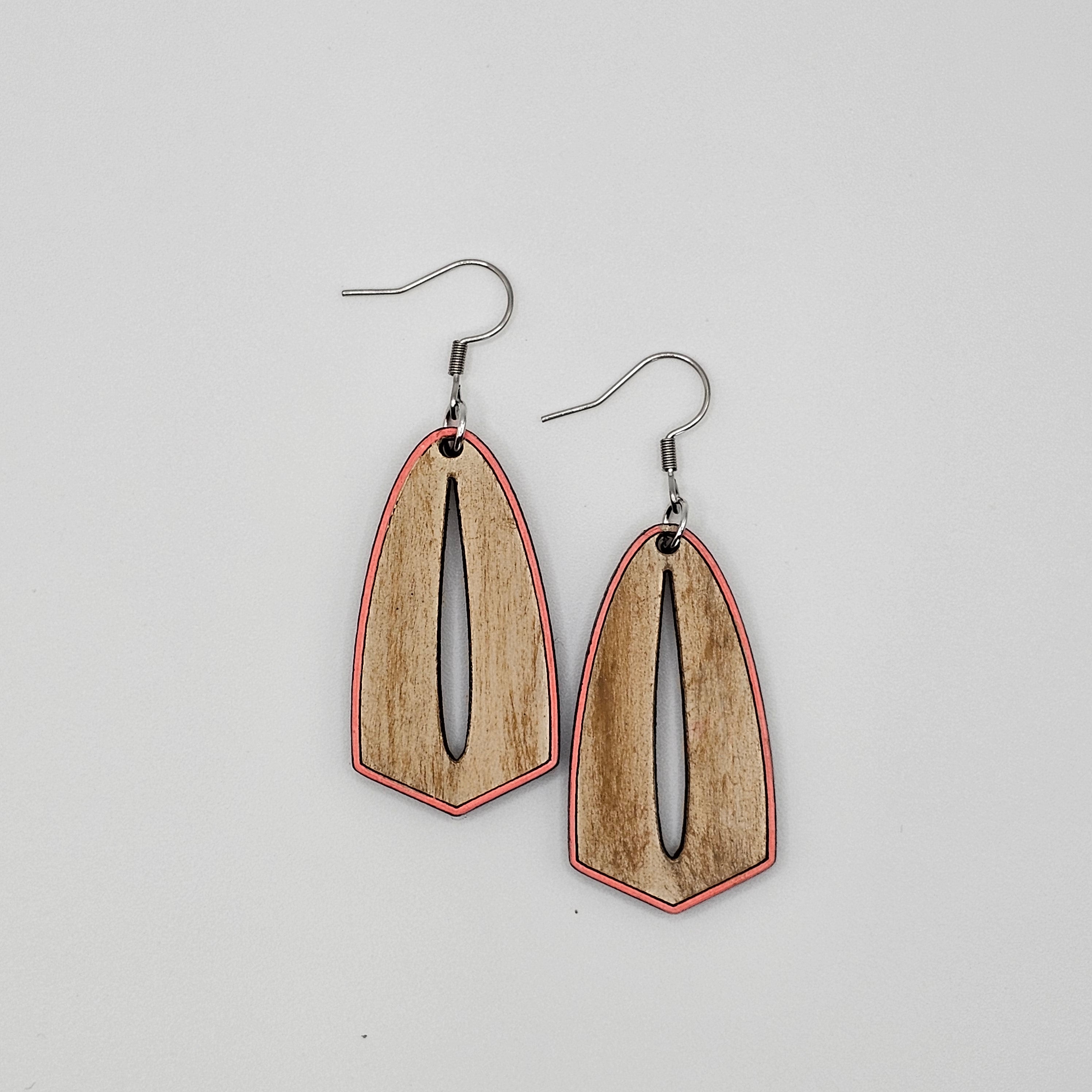 Geometric Cutout Dangle Earrings | Hand-Painted Edge | Surgical Steel - DEHPP13